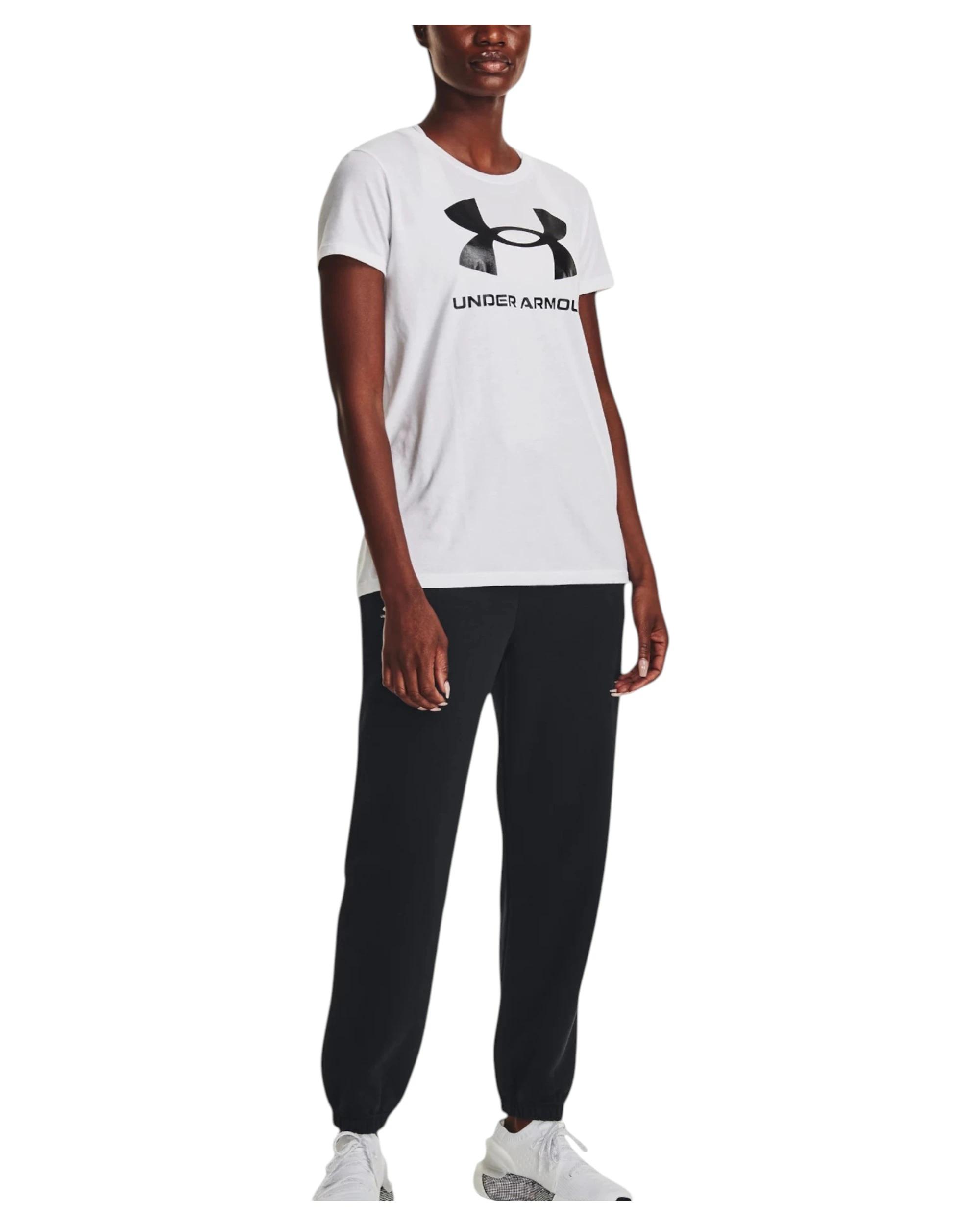 6 Under Armour Womens Icon Essential Fleece Joggers Black/ White Trackies BLACK, 6 of 6