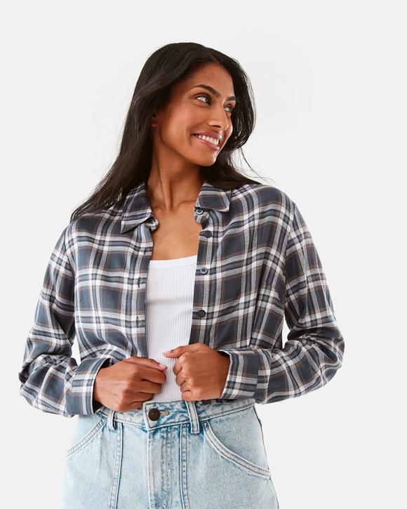 Long Sleeve Crop Check Shirt