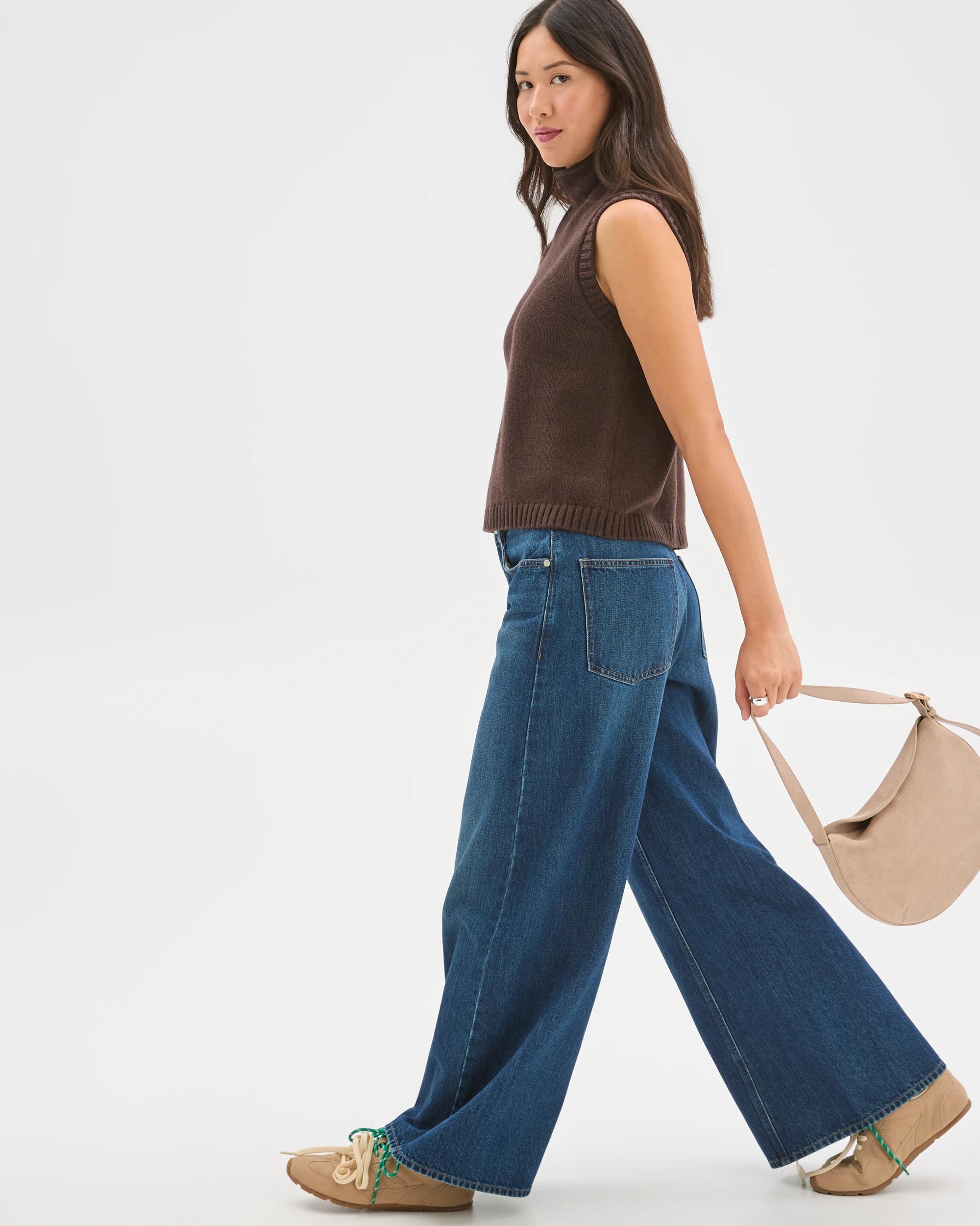 3 Target Woman Australian Cotton Blend High Neck Long Sleeveless Vest BRUNETTE, 3 of 8