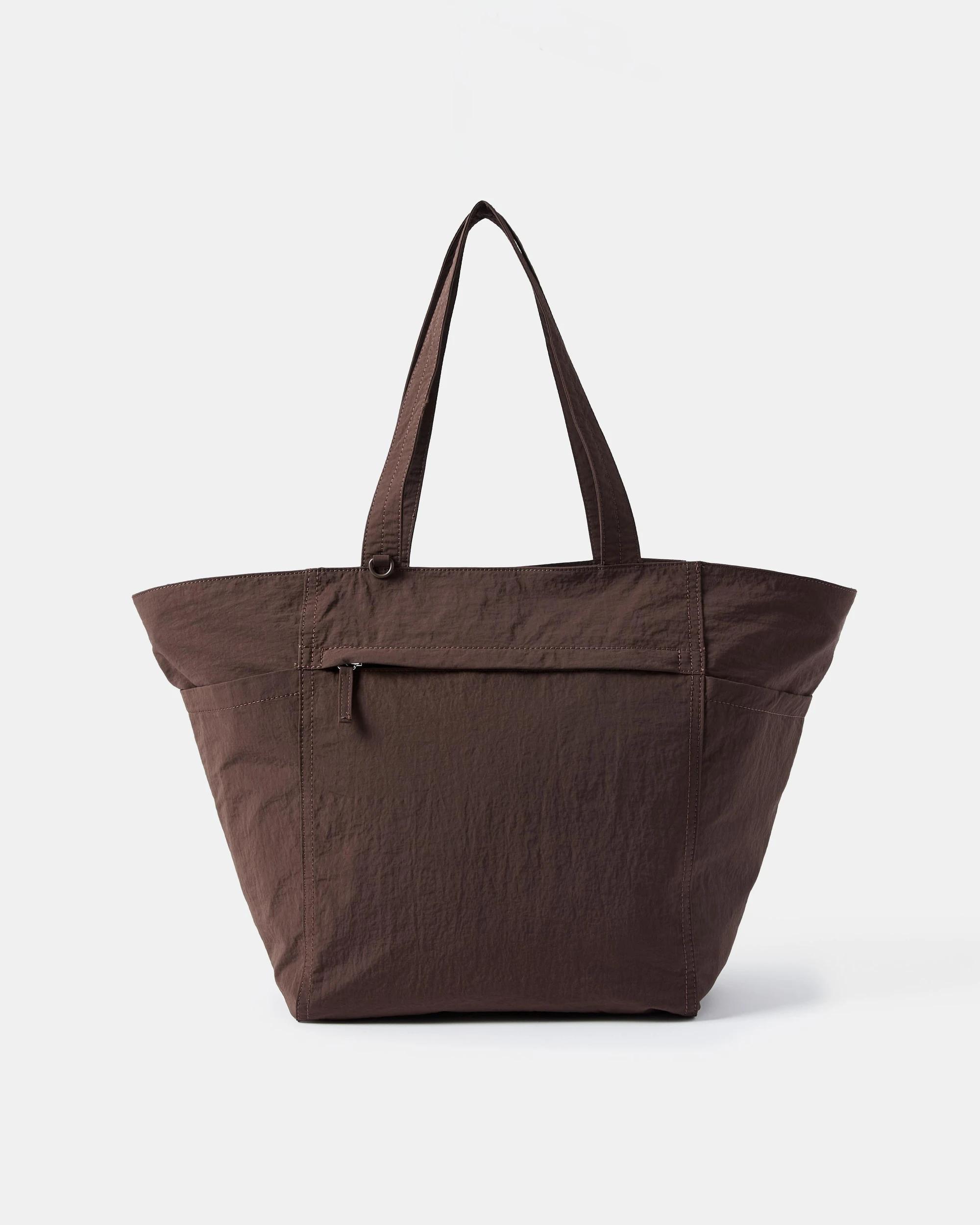 1 Large Nylon Pocket Tote Deep Choc, 1 of 4