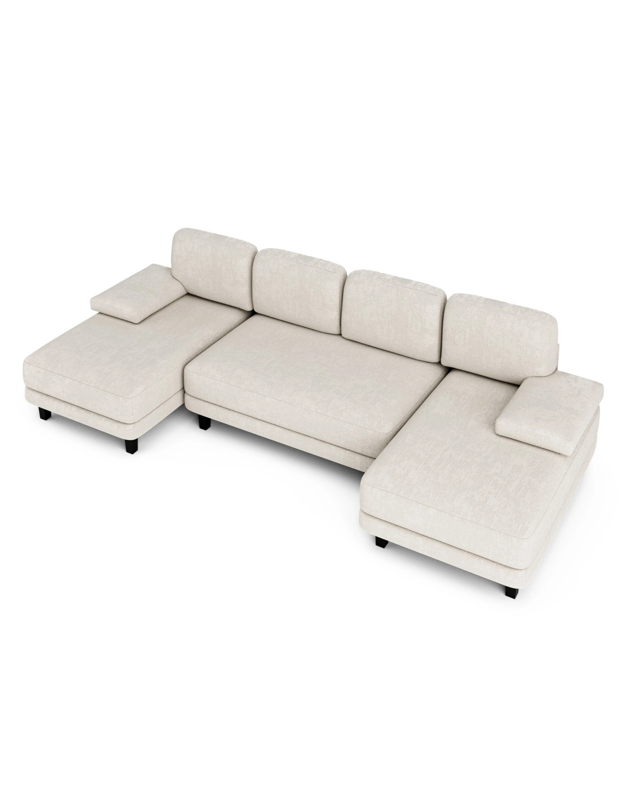 5 Advwin 280cm 4 Seater Sectiona Sofa Chenille Fabric U Shape Couch Modern Sofa Couch with Double Chaise, 5 of 8