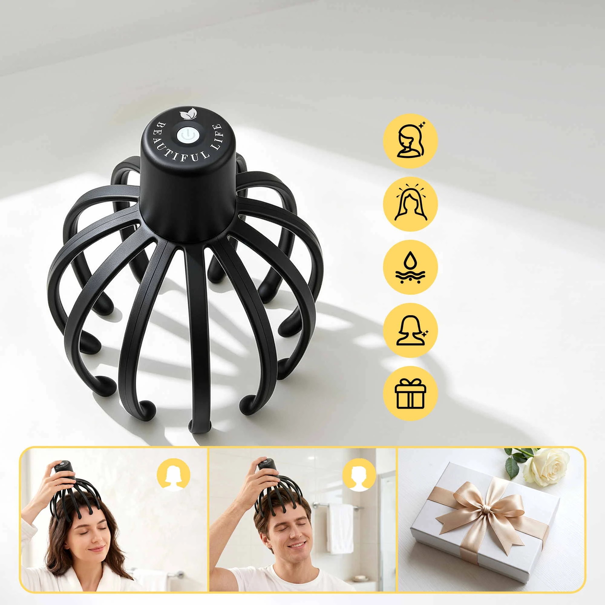 8 Livemor Head Massager Scalp Electric with 3 Modes 360 Degree Head Massager Portable Head Scratcher - Black, 8 of 8
