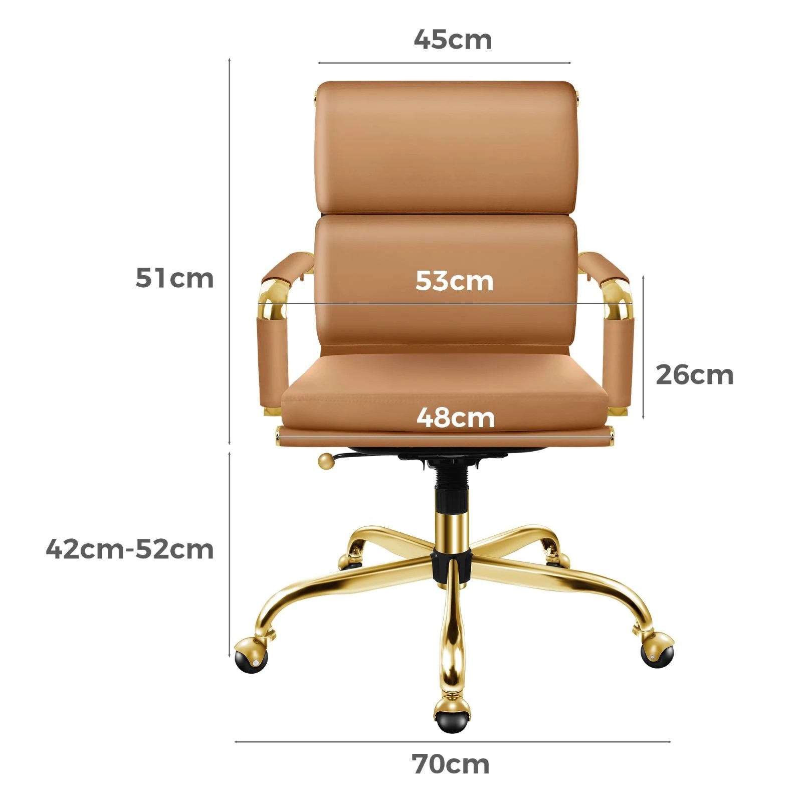 8 Alfordson Office Chair Ergonomic Paddings Executive Computer Seat Mid Back - Brown, 8 of 10