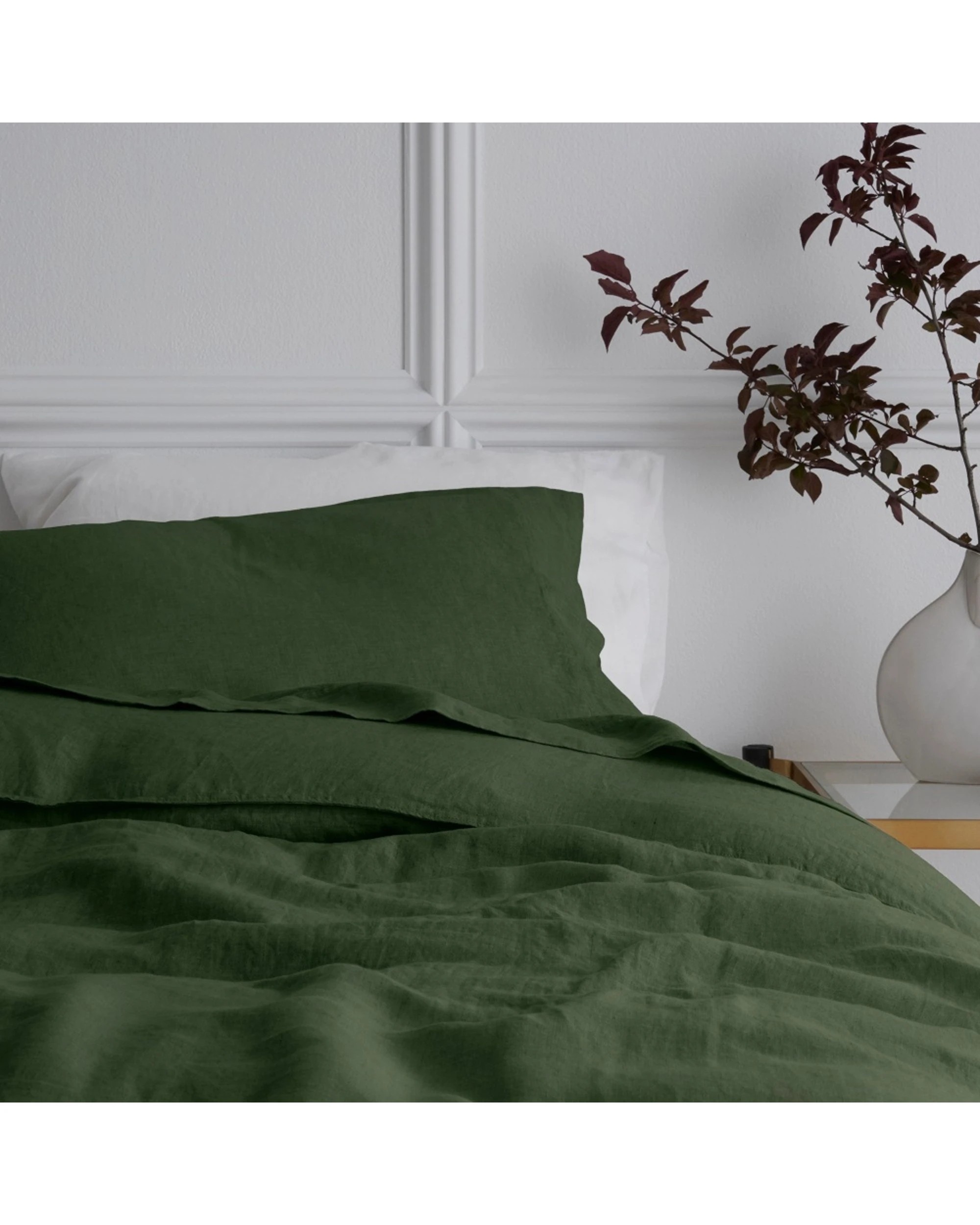 3 Bedding Co Quilt Cover Set 100% French Flax Linen Olive - Queen Bed - Green, 3 of 5