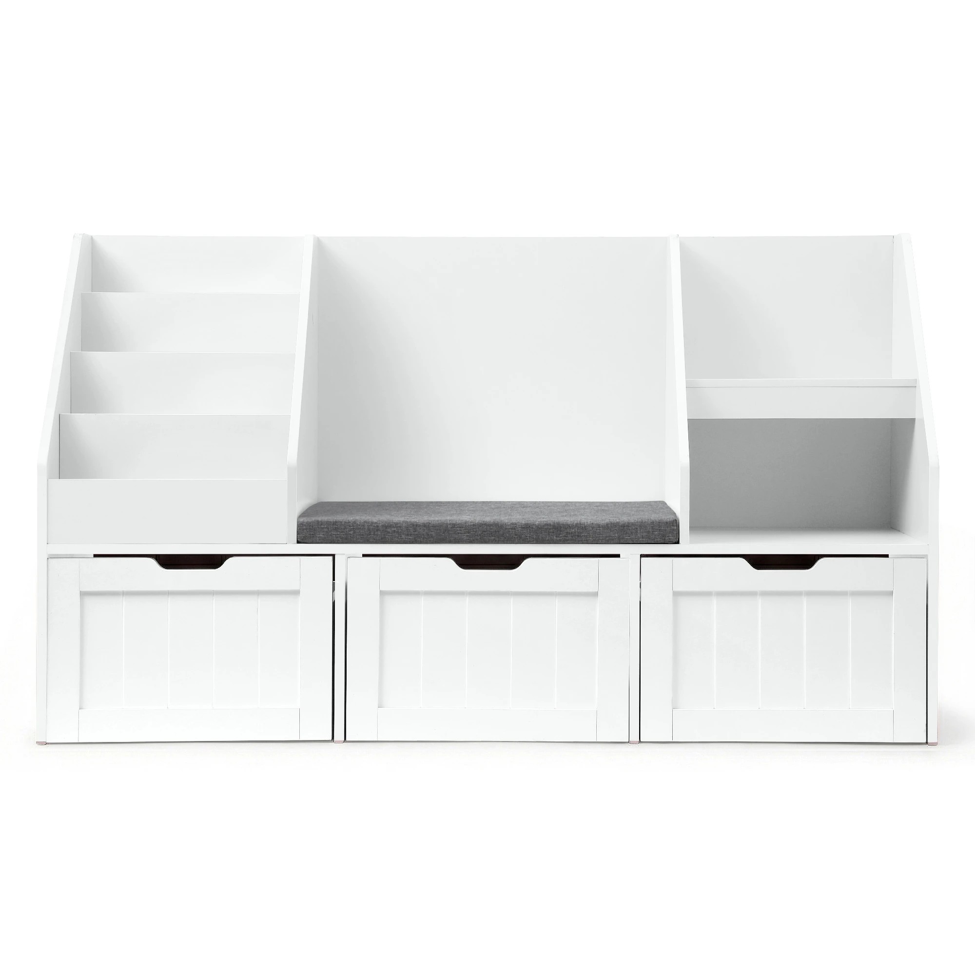 4 Keezi Kids Bookshelf Storage Organiser Toy Box Drawer Bench Seat Cabinet - White, 4 of 8