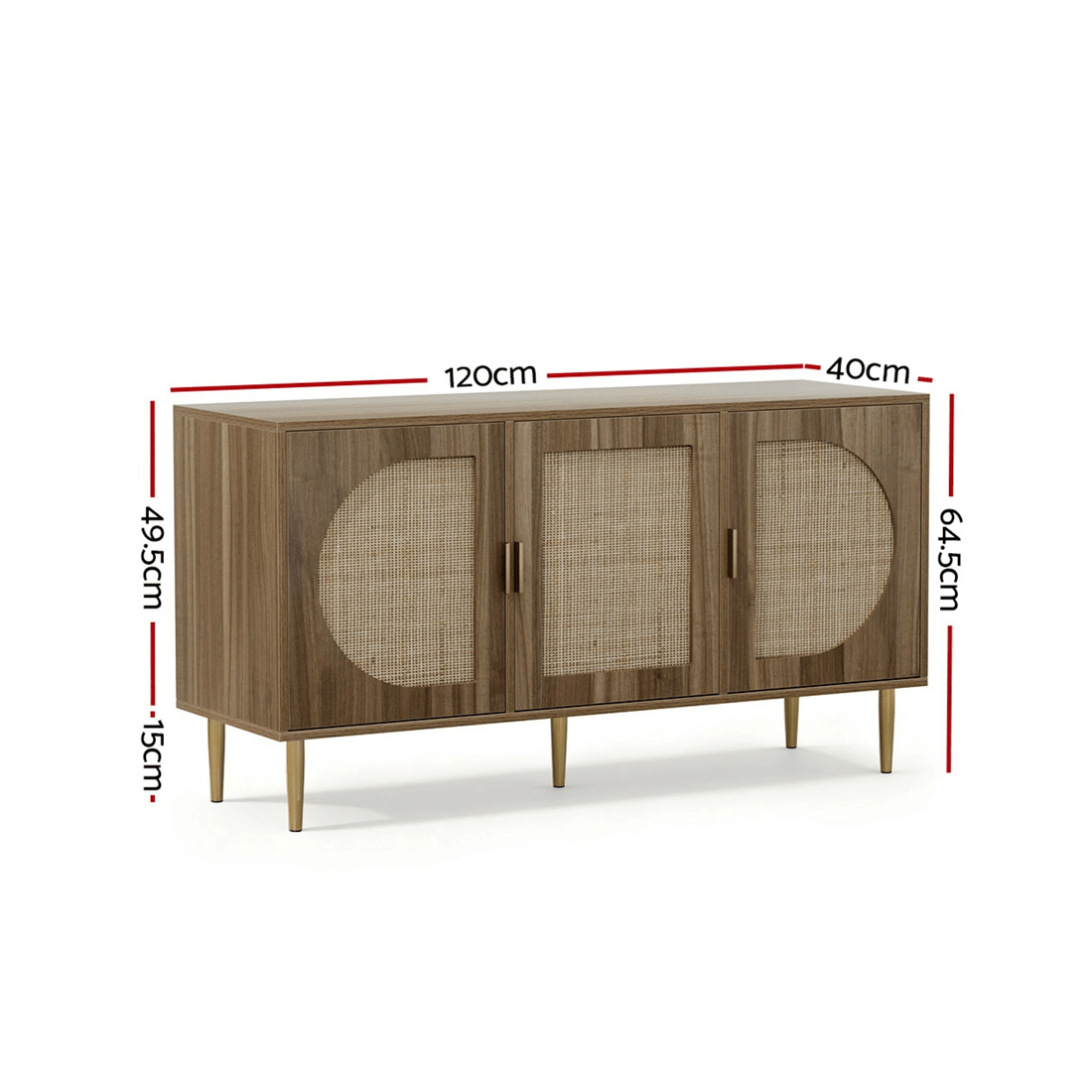 2 Artiss Buffet Sideboard 3 Doors - ANYA - Brown, 2 of 7