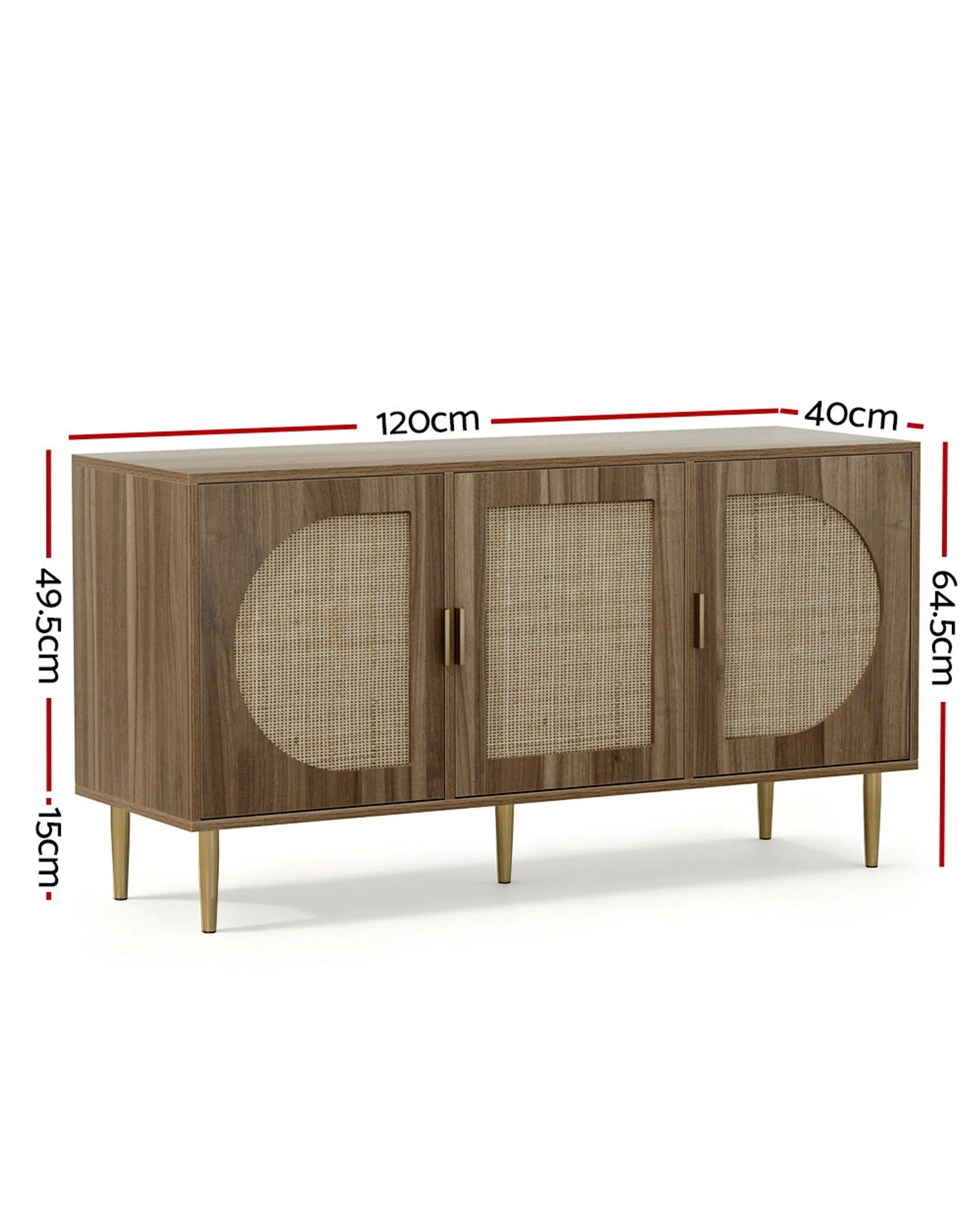 2 Artiss Buffet Sideboard 3 Doors - Brown, 2 of 7