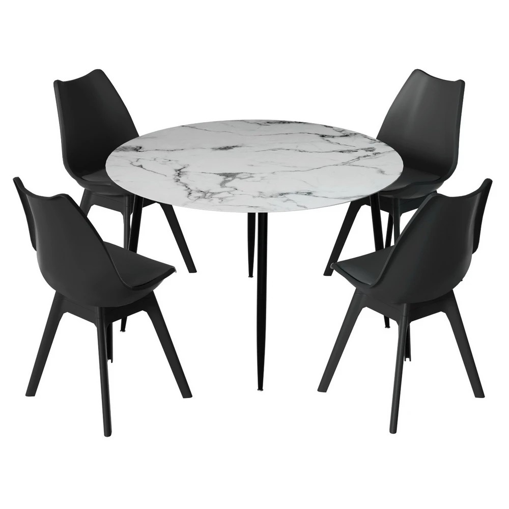1 1 Artiss Dining Table and 4 Chairs Set Marble - Multi, 1 of 6