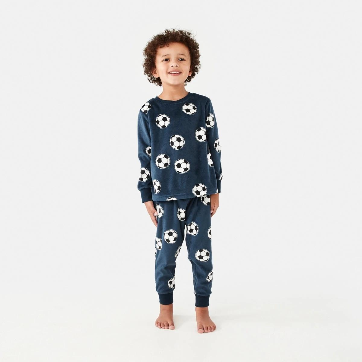 1 Super Soft Pyjama Set Blu Soccer, 1 of 8