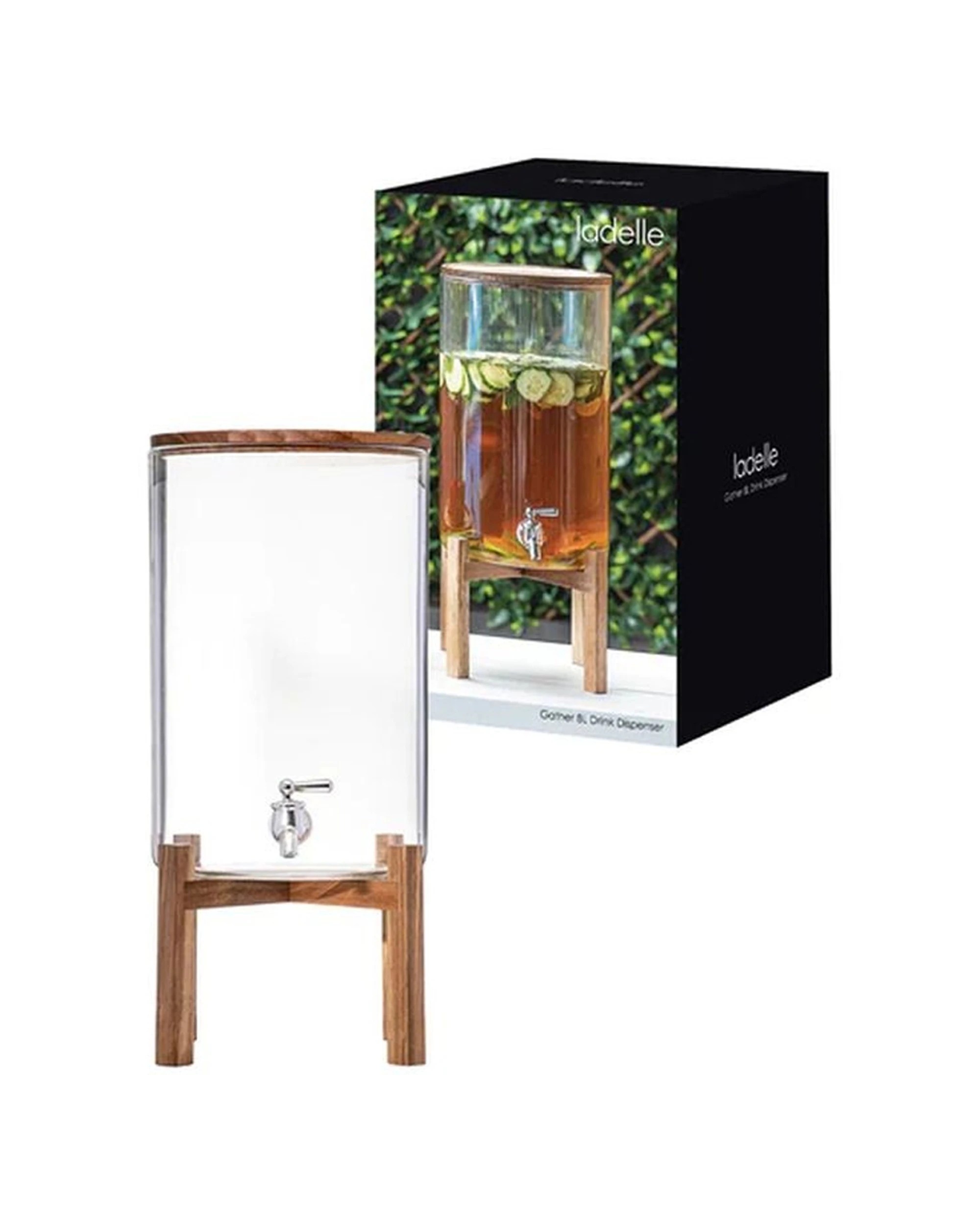 2 LADELLE Gather 8L Glass Drink Jug Dispenser With Timber Lid Borosilicate - Multi, 2 of 3