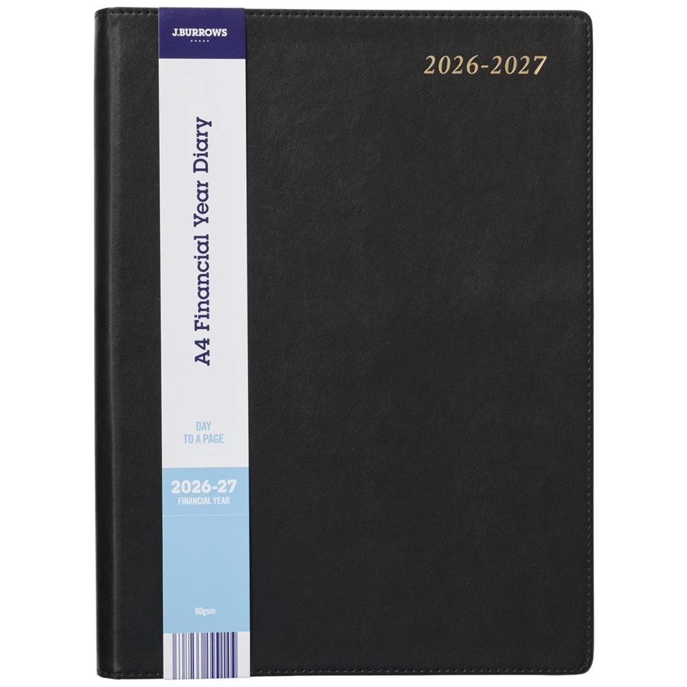 1 J.Burrows A4 Day to Page Executive FY26/27 Diary Black, 1 of 7