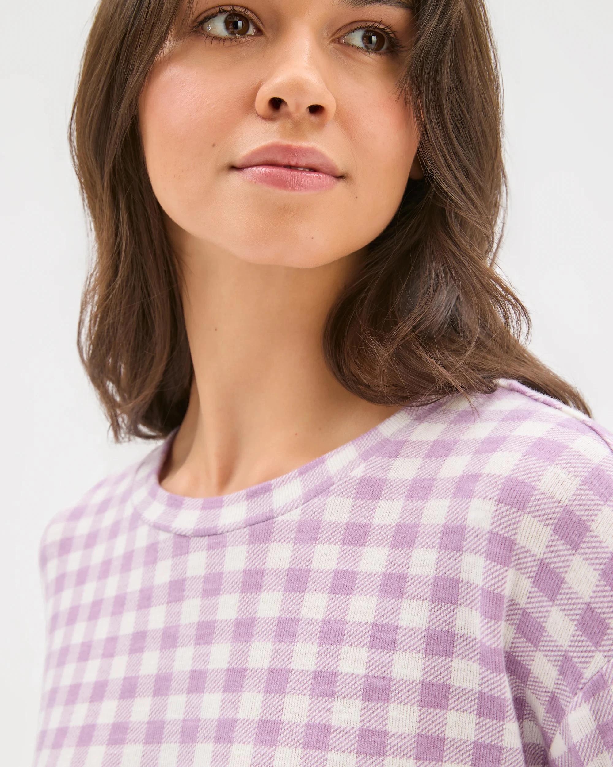 4 Target Woman Cosy Slub Knit Sleep Top PURPLE GINGHAM, 4 of 6