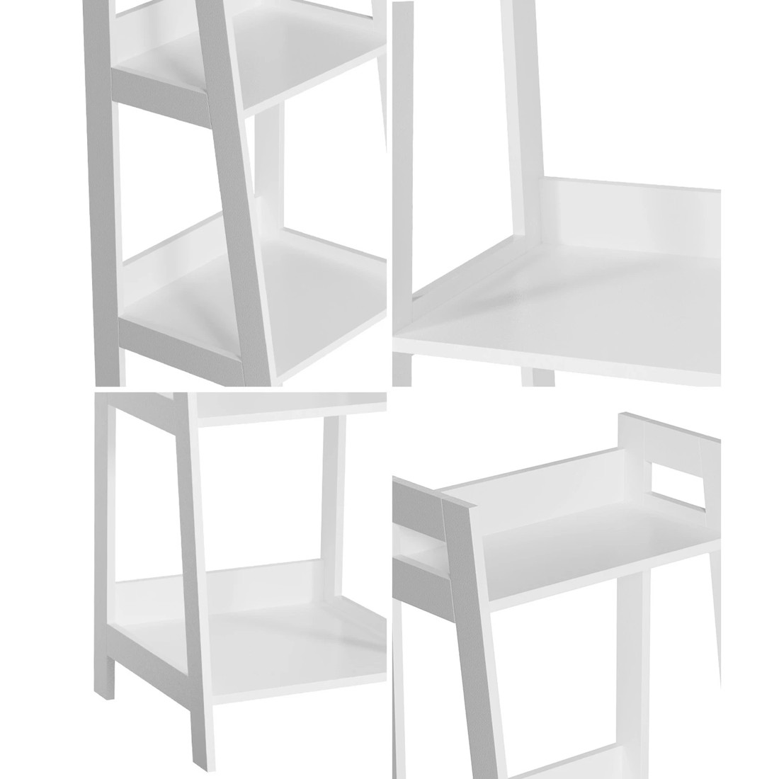 4 Oikiture Bookshelf 4 Tier Corner Ladder Shelf Home Storage Display Rack
 - White, 4 of 9