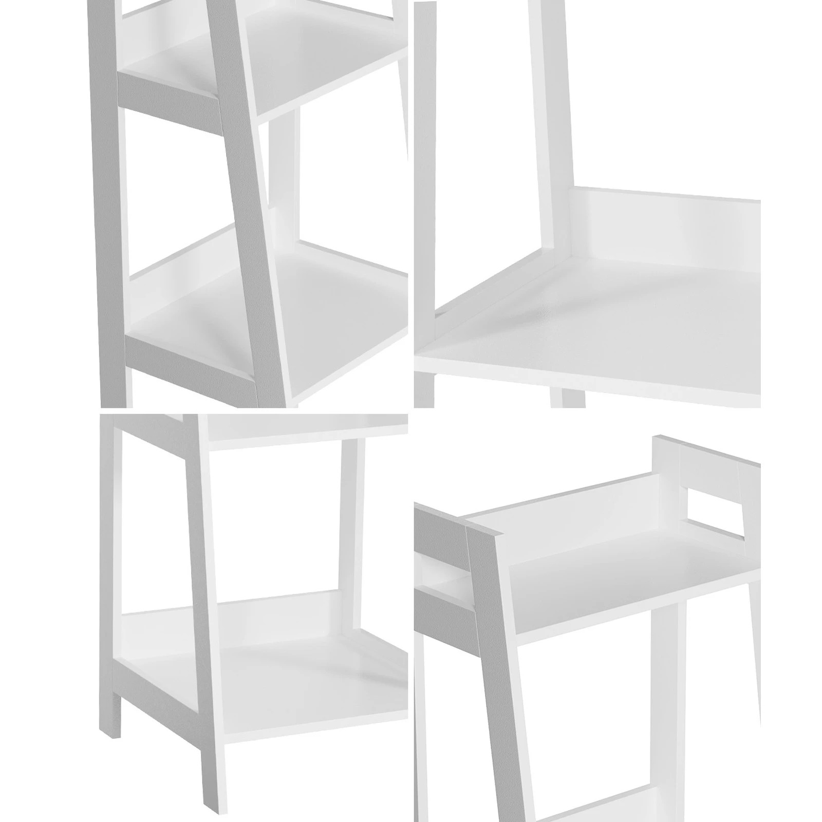 4 Oikiture Bookshelf 4 Tier Corner Ladder Shelf Home Storage Display Rack
 - White, 4 of 9