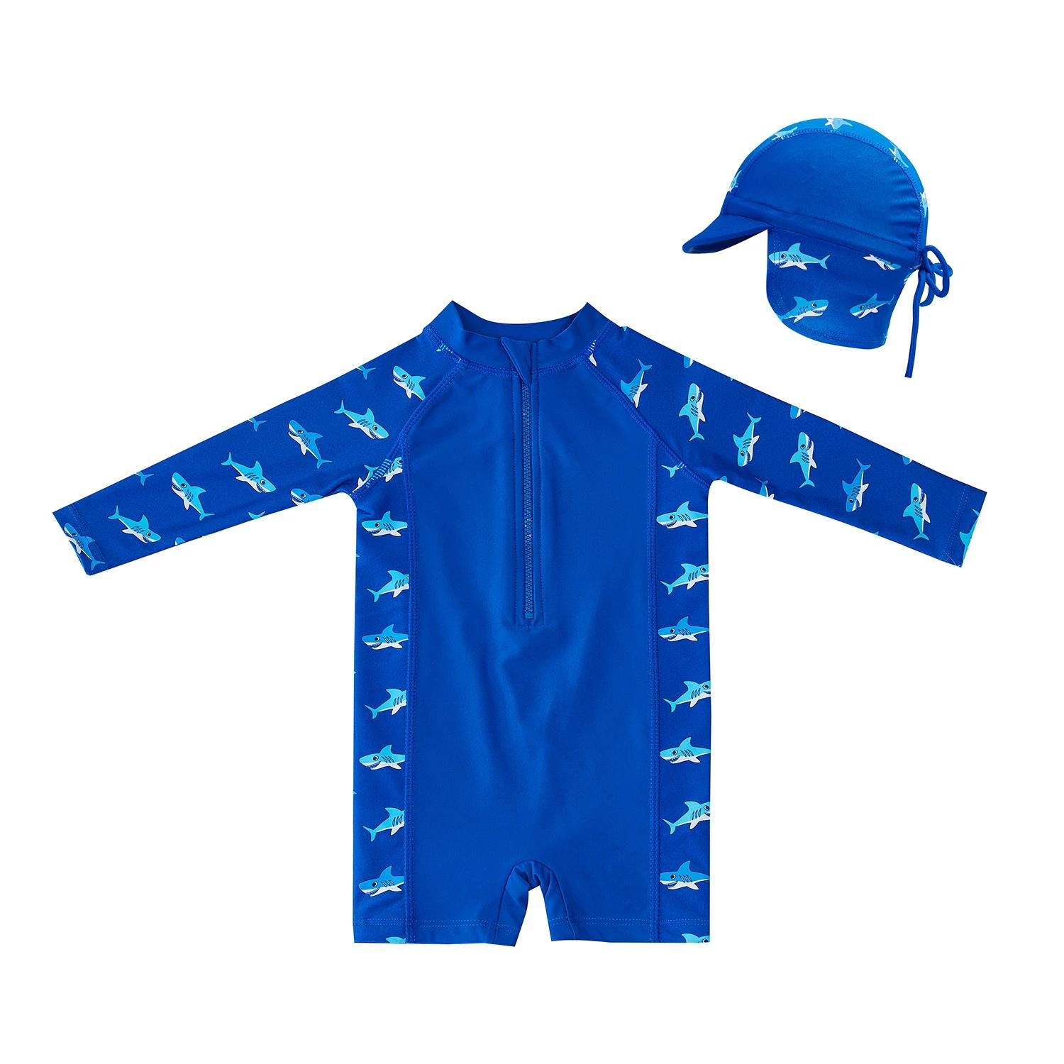 1 Big Softies 2pc Swimsuit & Hat, Shark NAVY SHARK, 1 of 6