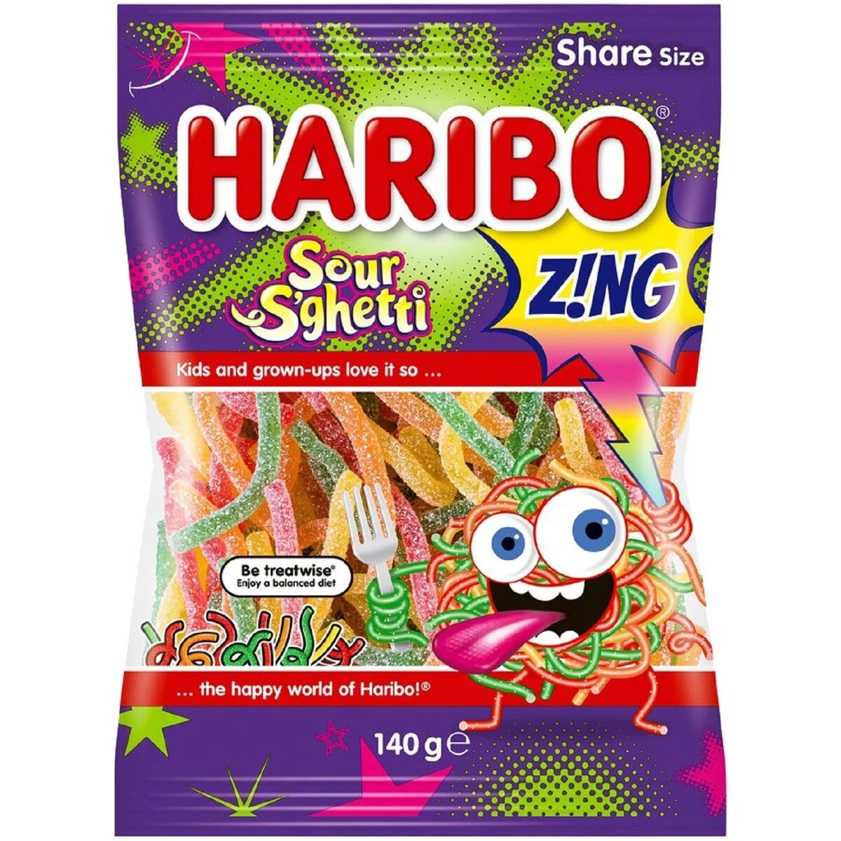 1 Haribo Sour S'ghetti Zing 140g, 1 of 2
