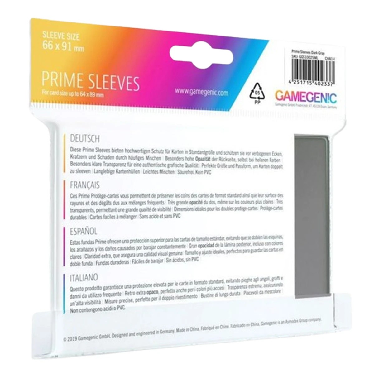 2 Gamegenic Prime Card Sleeves Dark Gray 66mm X 91mm 100 Sleeves Per Pack, 2 of 3