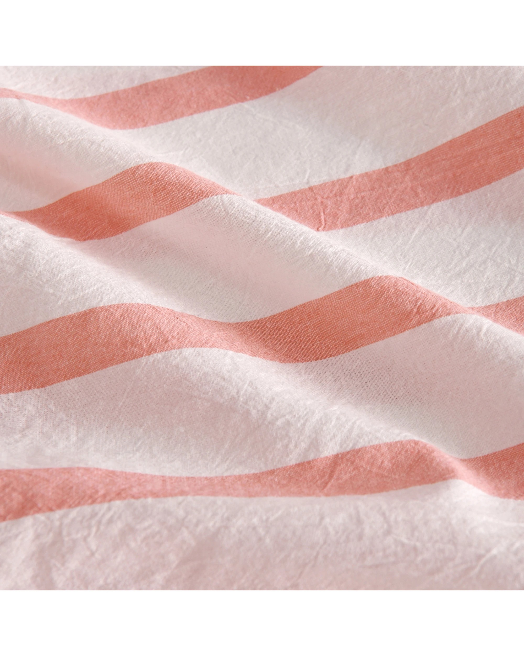 3 Dreamaker Bask Yarn Dyed Washed Cotton Striped Quilt Cover Set - King Single Bed - Coral, 3 of 7