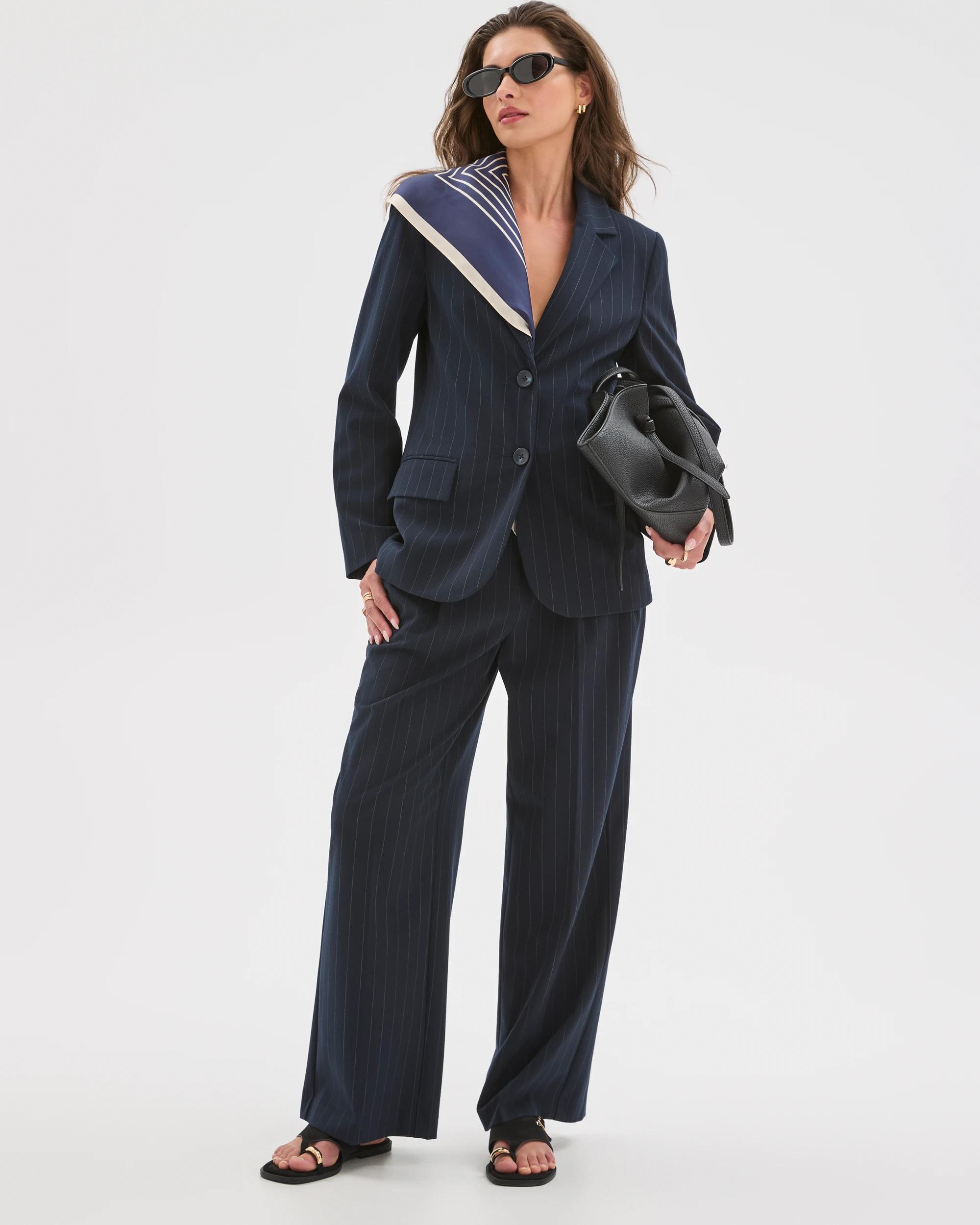 1 Target Petites Petites Pinstripe Tailored Blazer NAVY, 1 of 6