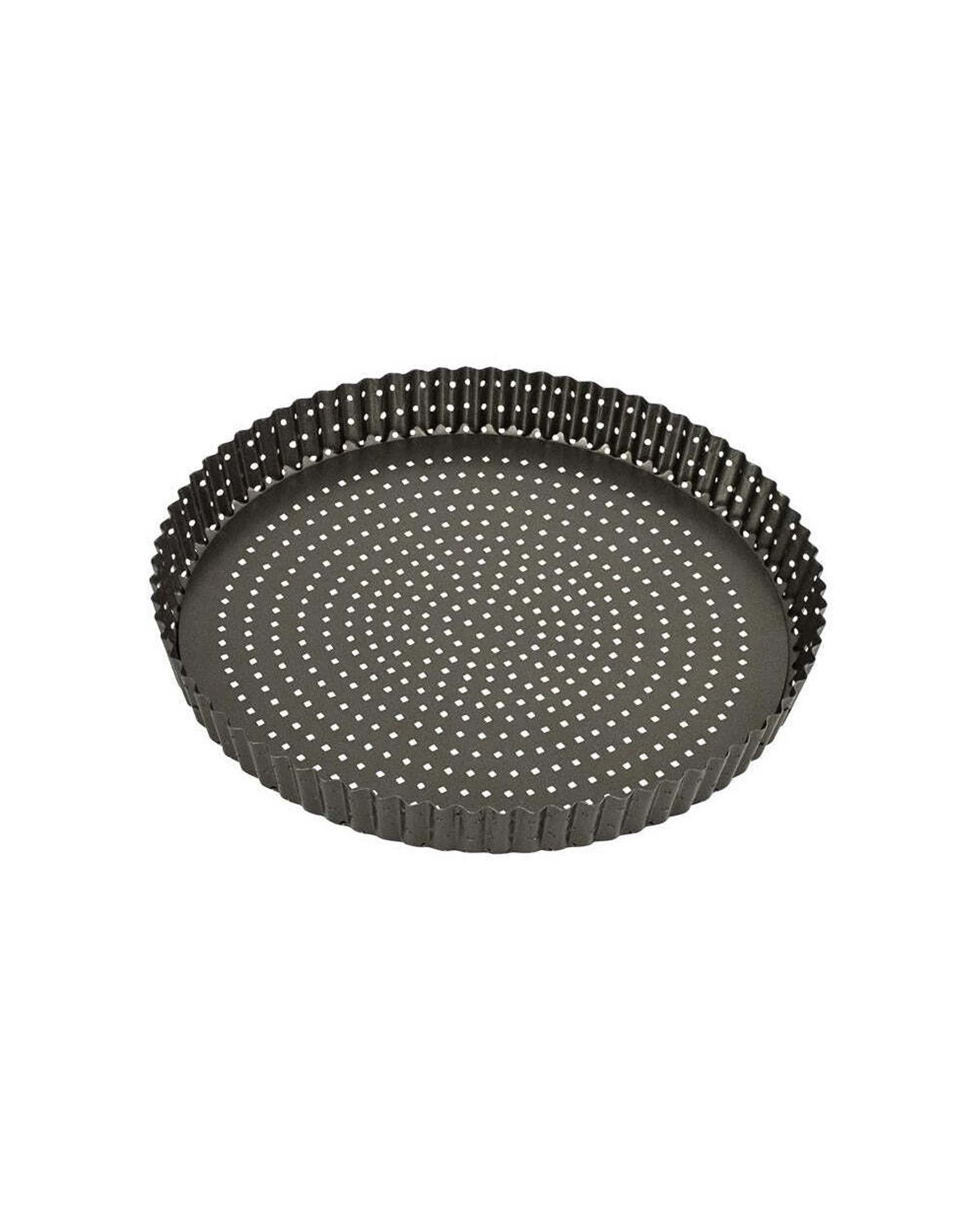 1 Bakemaster Perfect Crust Loose Base 30cm Carbon Steel Perforated Quiche Pan - Black, 1 of 3