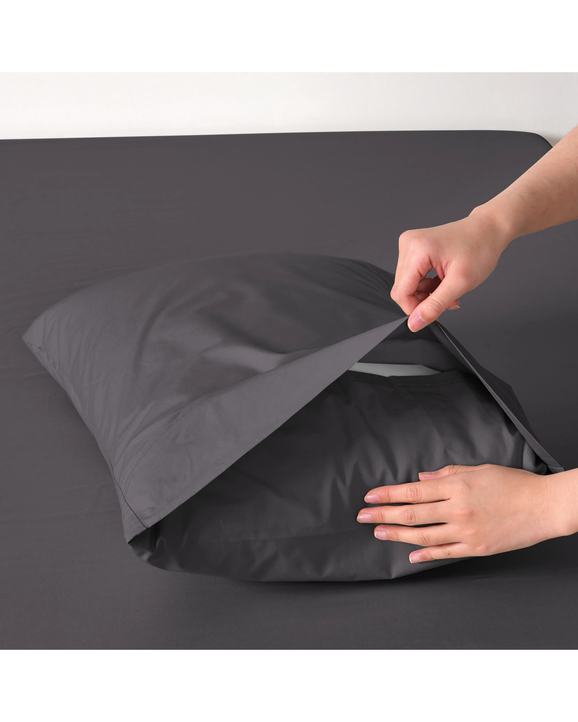 9 Dreamaker 300TC Cotton Percale Sheet Set - Double Bed - Charcoal, 9 of 9