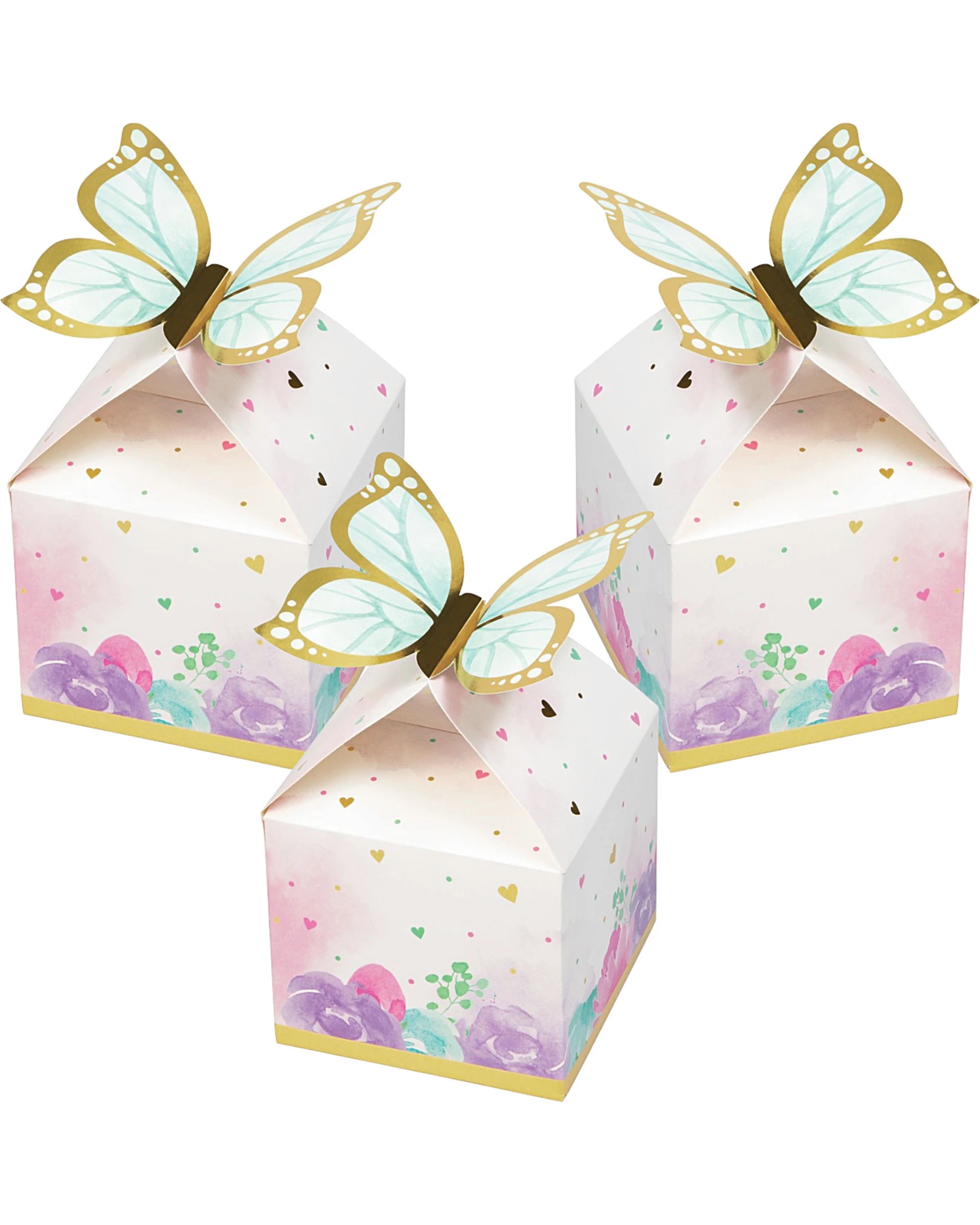 1 Creative Converting Butterfly Shimmer Lolly Treat Boxes Pack of 8, 1 of 3