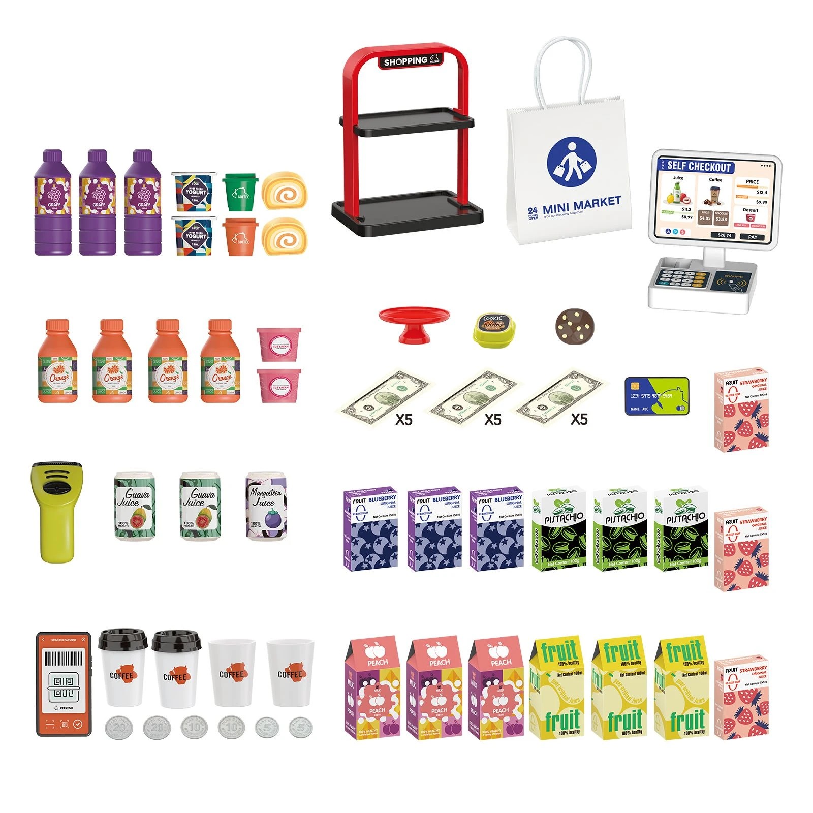 5 Ausway 67PCS Kids Supermarket Toys Education Pretend Play Set, 5 of 7