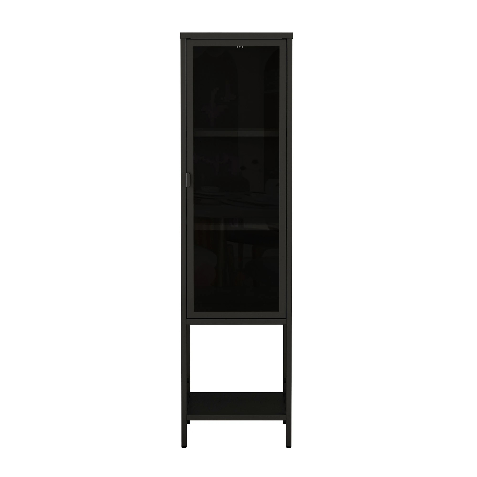 2 Stacked Glass Display Cabinet 4-Tier with LED Lights - Black, 2 of 9