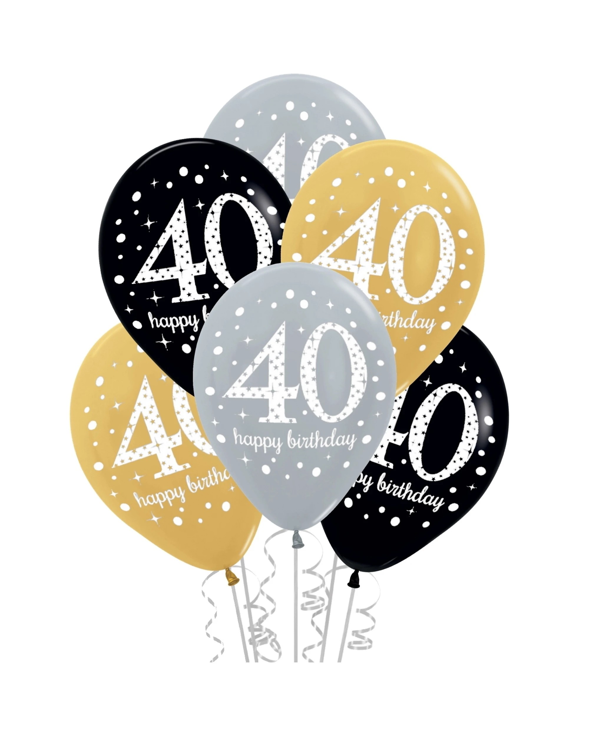 1 Amscan Inc. Sparkling Celebration 40th Birthday Balloons Pack of 6 - Metallic, 1 of 1