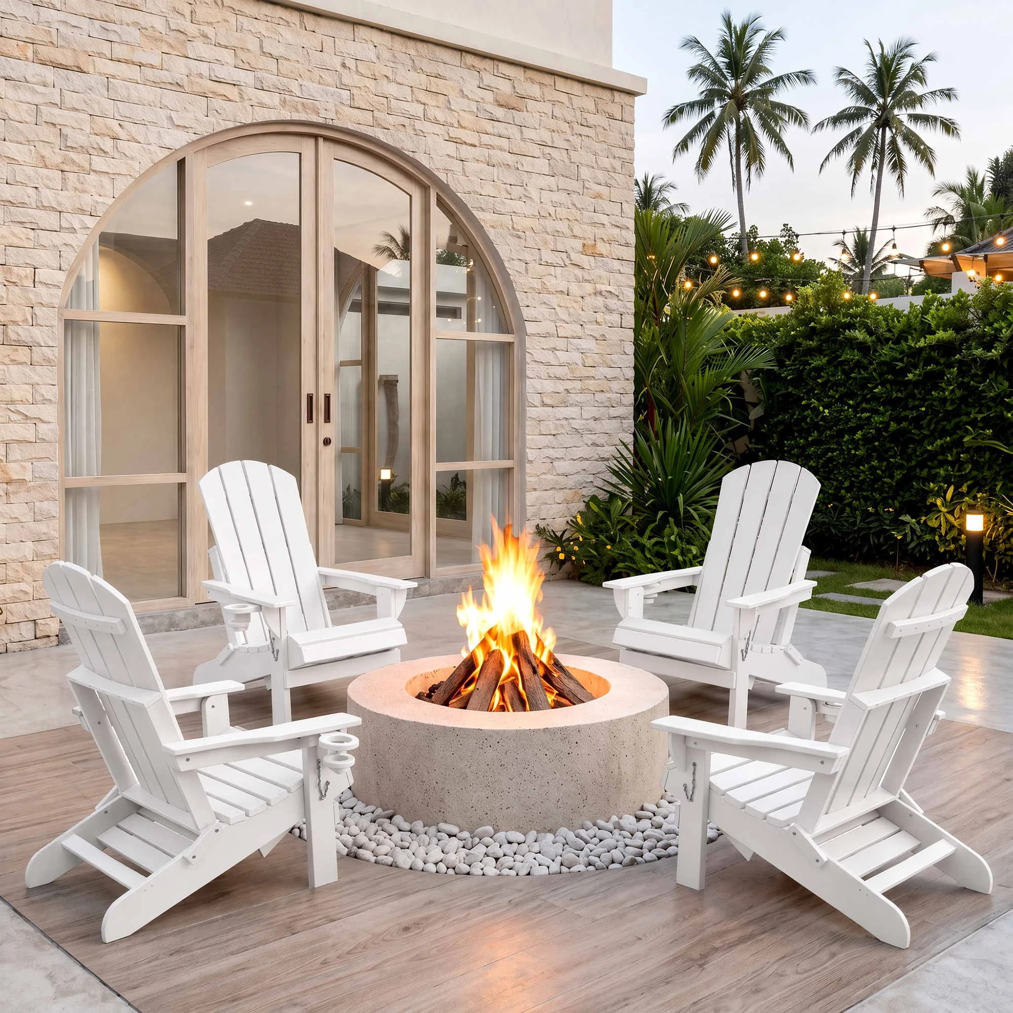 9 Gardeon Folding Sun Lounger Adirondack Chair Outdoor Lounge Setting HDPE Recliner Footrest - White, 9 of 9