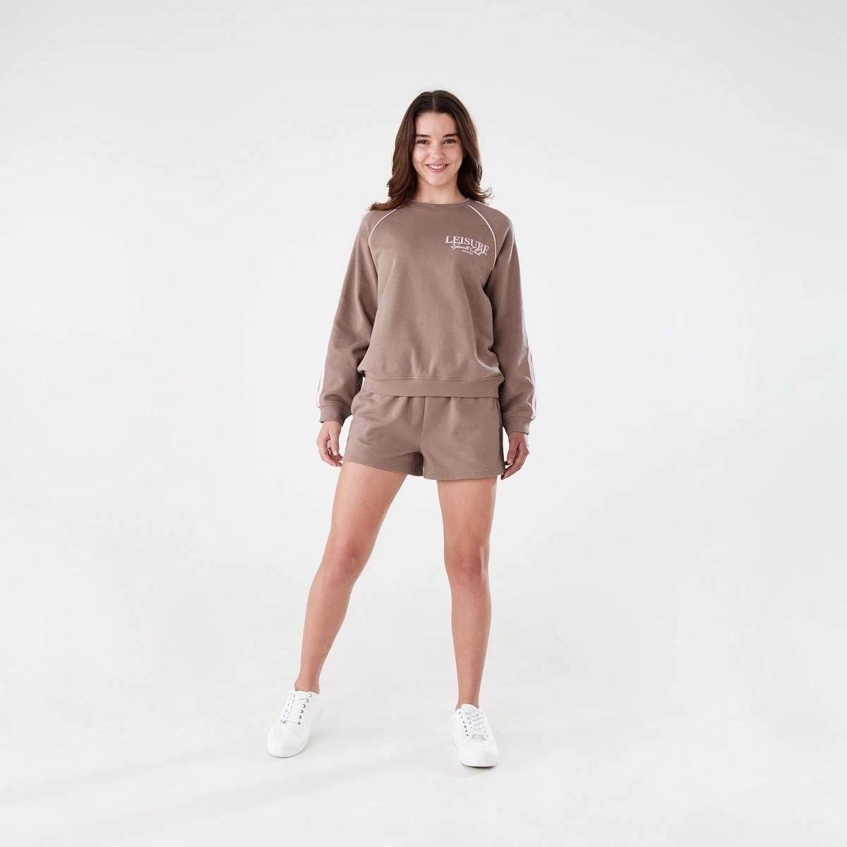 8 French Terry Crew Sweatshirt LEISURE PALM SPRINGS BROWN, 8 of 9