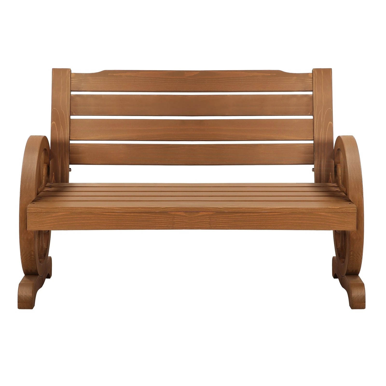 6 Alfordson Wooden Garden Bench Wagon Wheel Chair Seat Outdoor Patio - Natural, 6 of 9