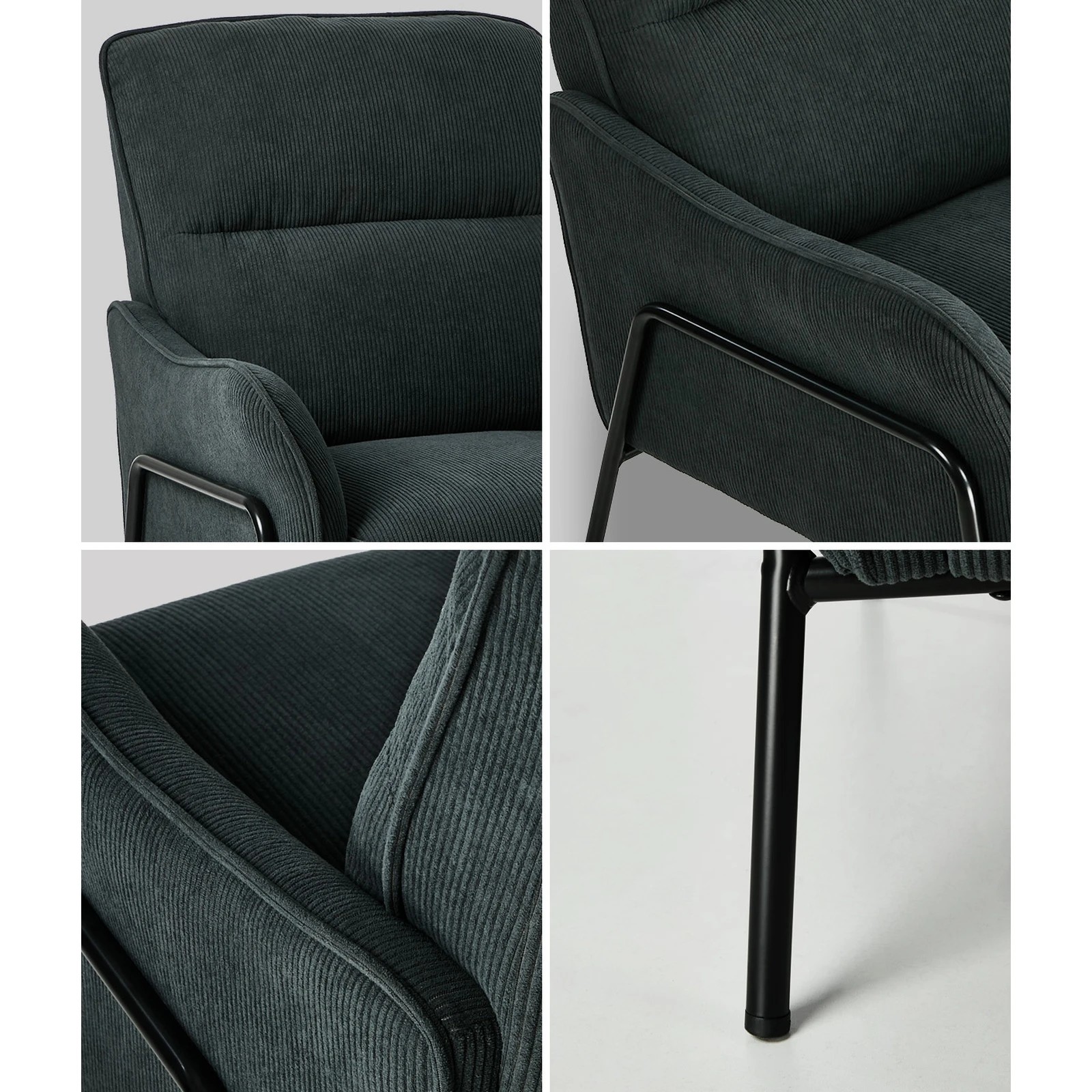 5 Oikiture Armchair Velvet Fabric Lounge Chair Accent Chair - Grey, 5 of 9