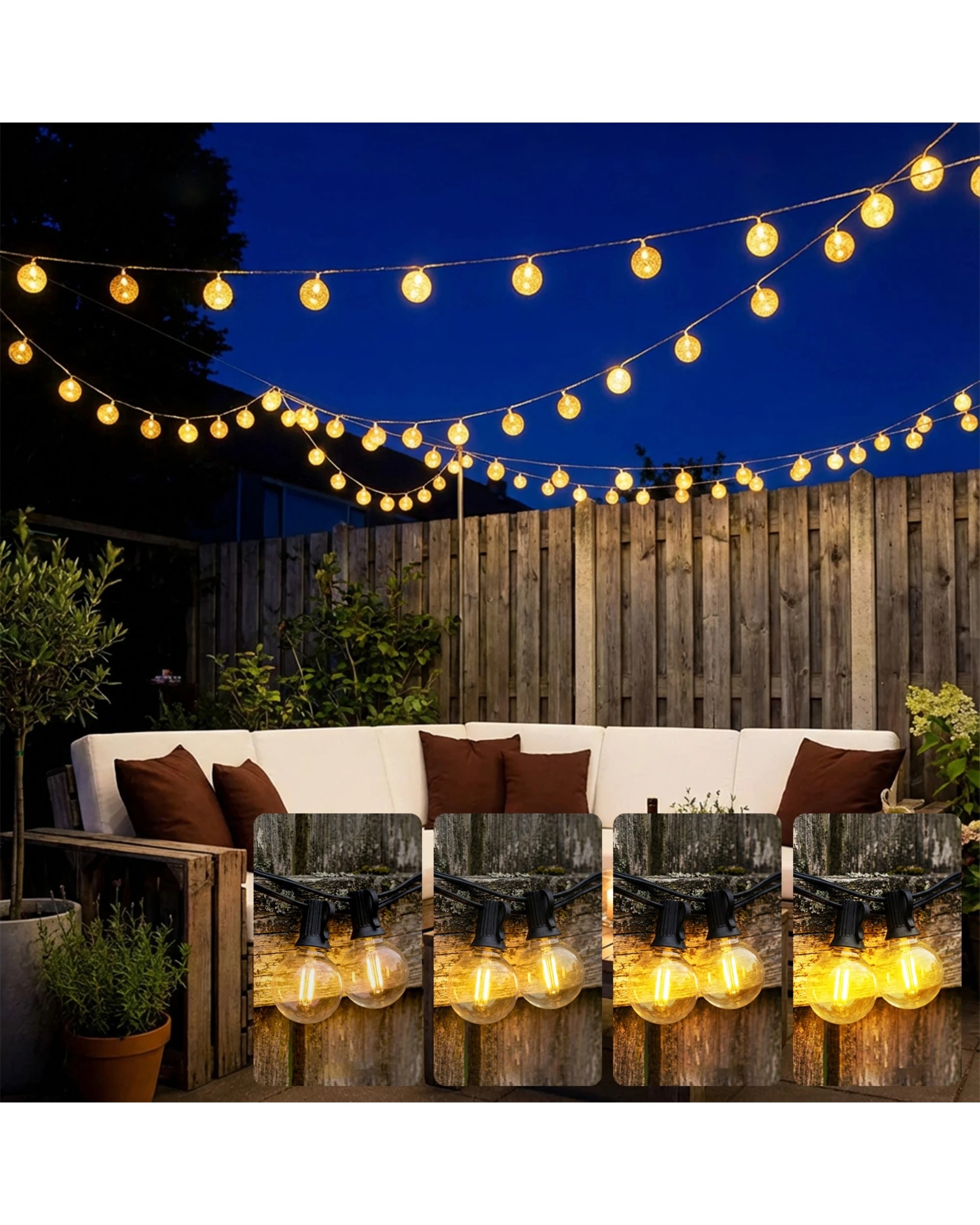 4 Advwin Outdoor Festoon String Lights 30M Waterproof, 4 of 8