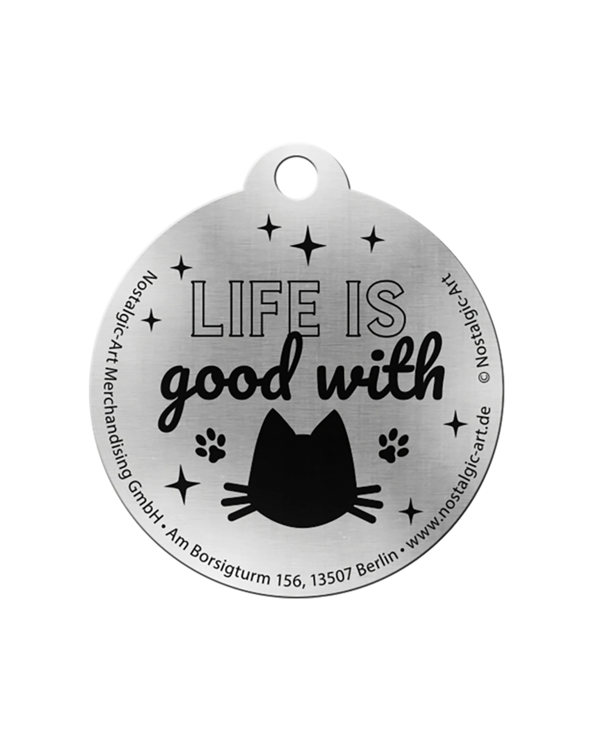 5 Nostalgic-Art Metal Round Keyring Home Is Where The Cat Is Stainless Steel - Black, 5 of 5
