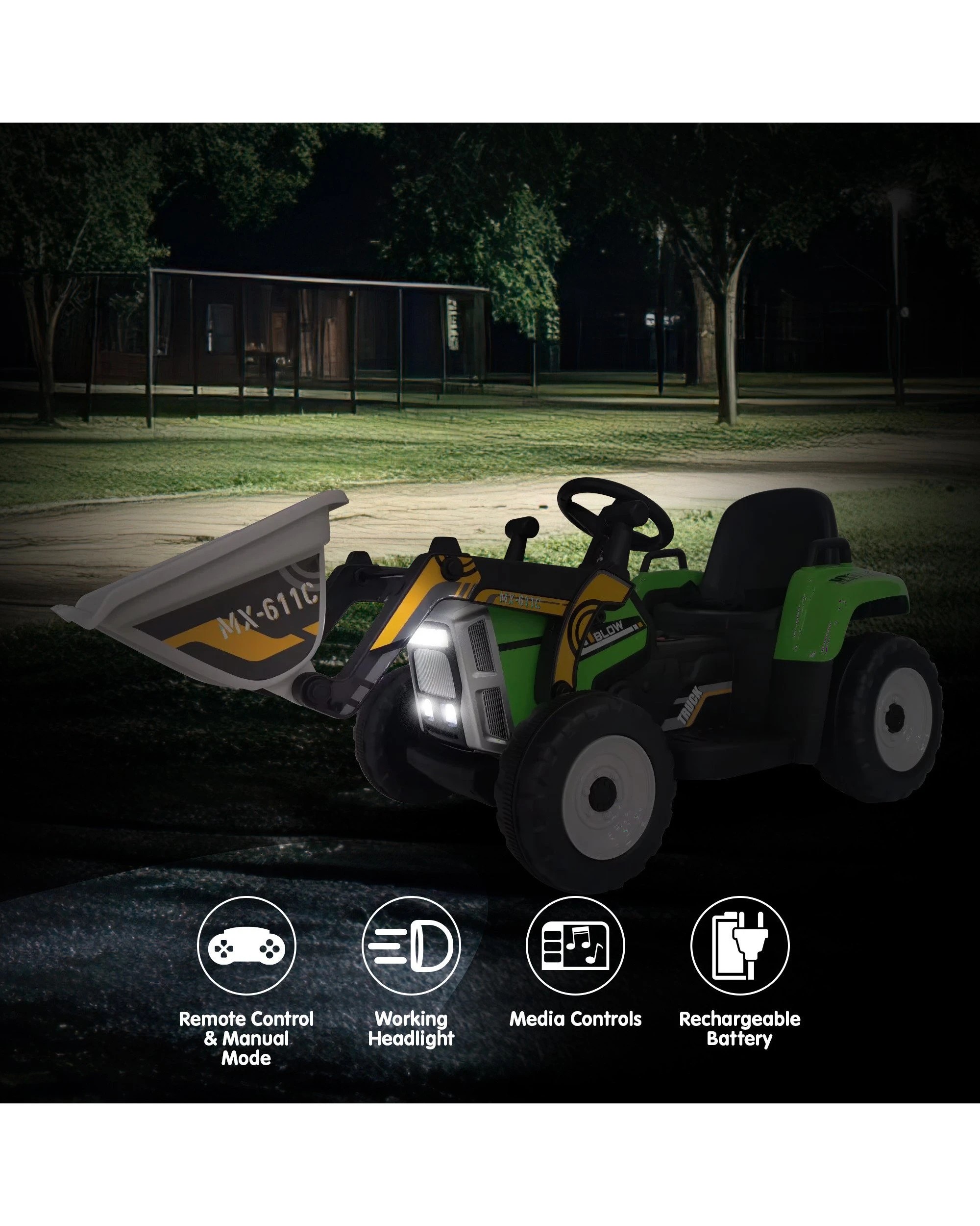 5 Kahuna MX-611C Kids Electric Ride On Car Tractor Digger Loader Grey, 5 of 10