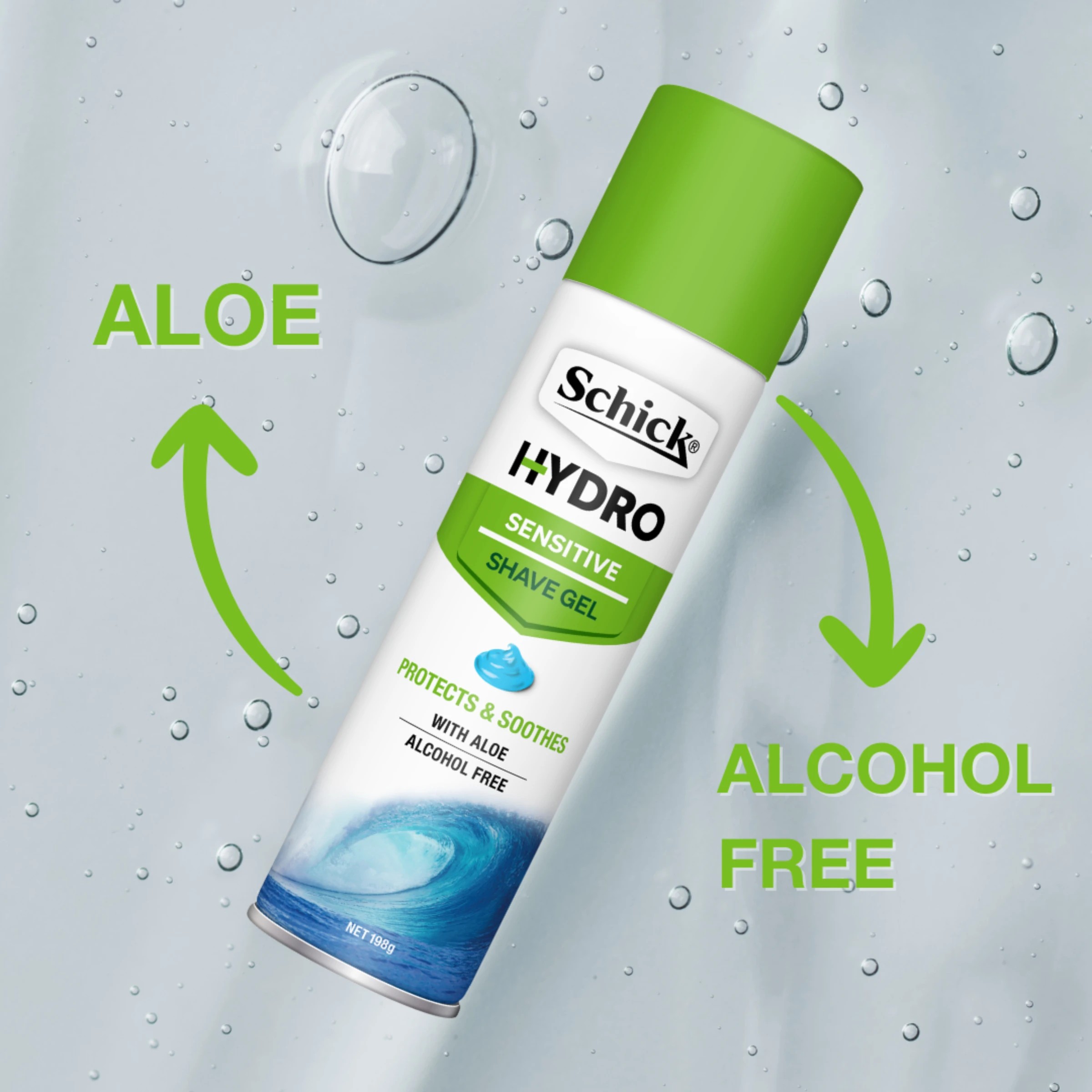 3 Schick Hydro Skin Sensitive Shave Gel 198g - Green, 3 of 3