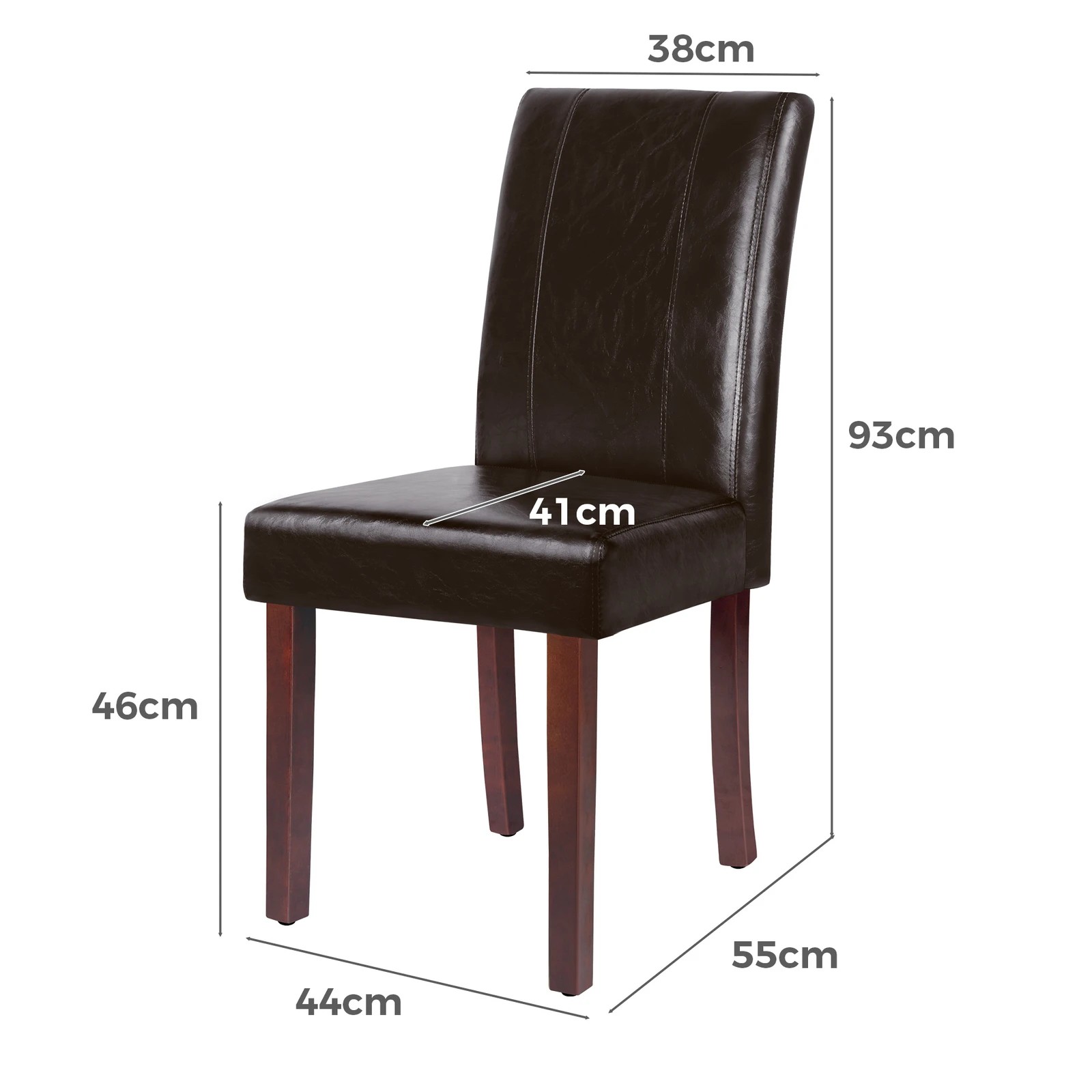 7 Alfordson 4x Dining Chairs Cafe Kitchen High-Back Chair Glossy PU Leather - Brown, 7 of 10