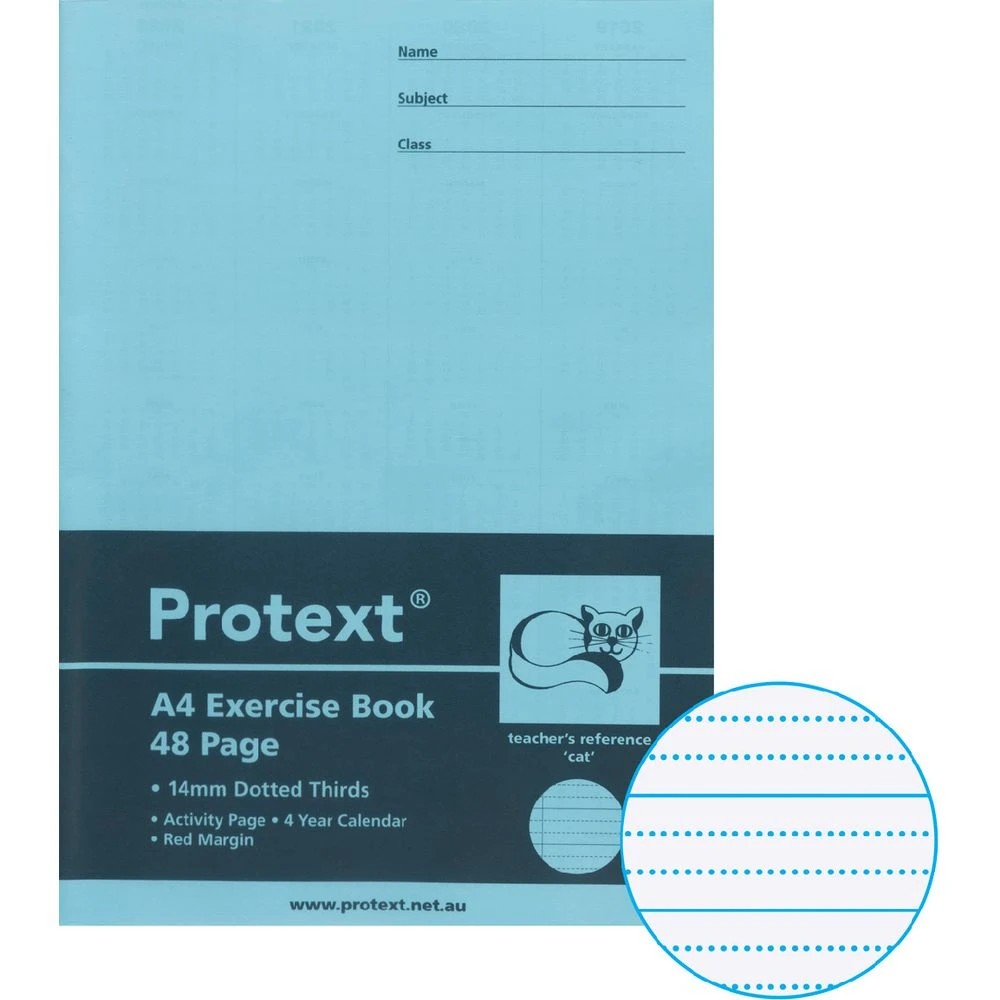 1 Protext A4 70gsm 14mm Dotted Thirds Exercise Book 48 Pg Blue, 1 of 3