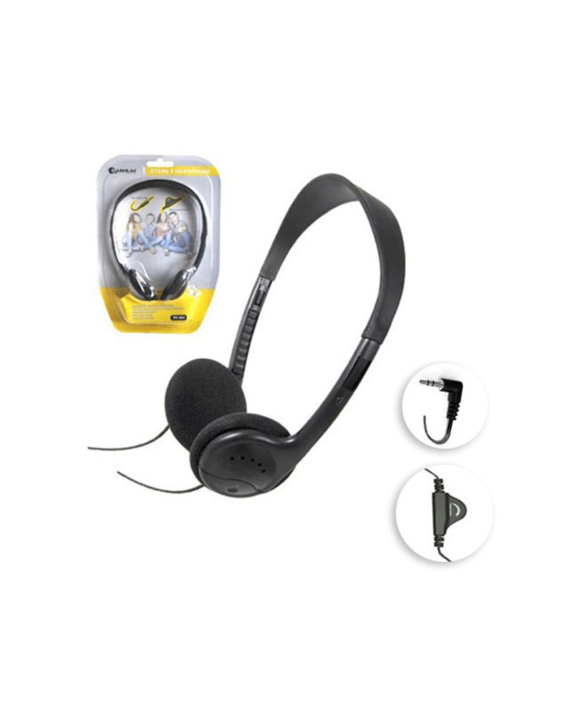 1 Sansai Stereo Headband Headphones 3.5mm with Volume Control Cable 1.5m for TV - Black, 1 of 2