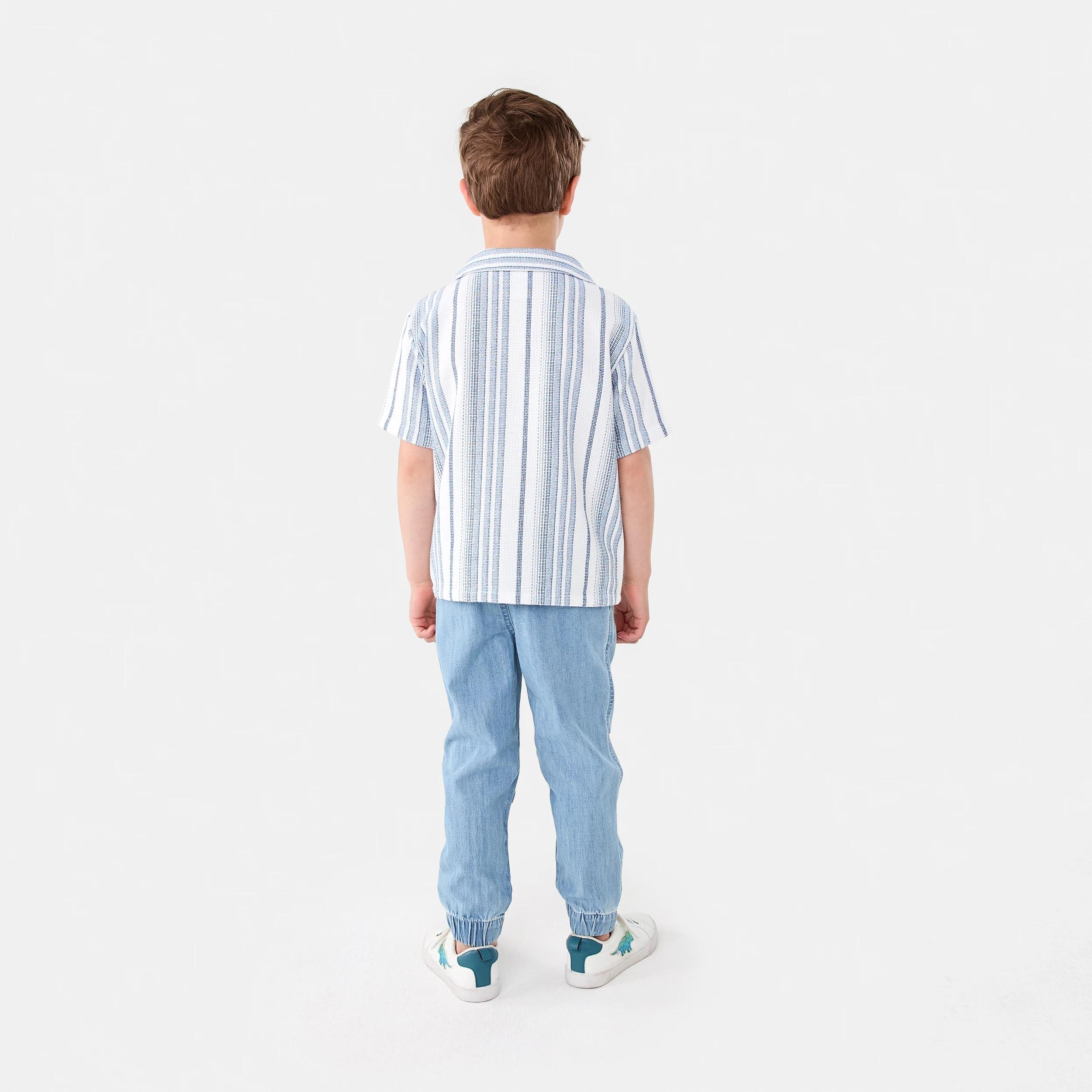 7 Short Sleeve Textured Stripe Resort Shirt Blu Strp, 7 of 7