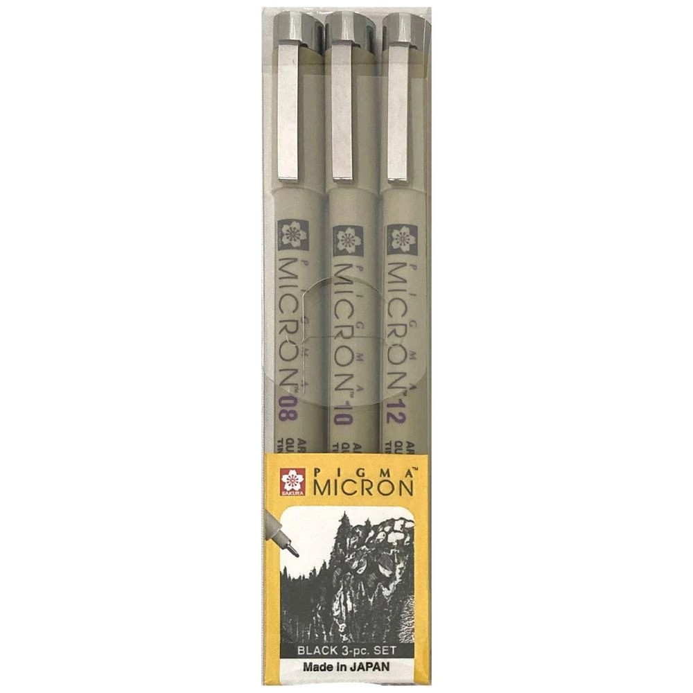 1 Sakura Pigma Micron Assorted Black 3 Pack, 1 of 1