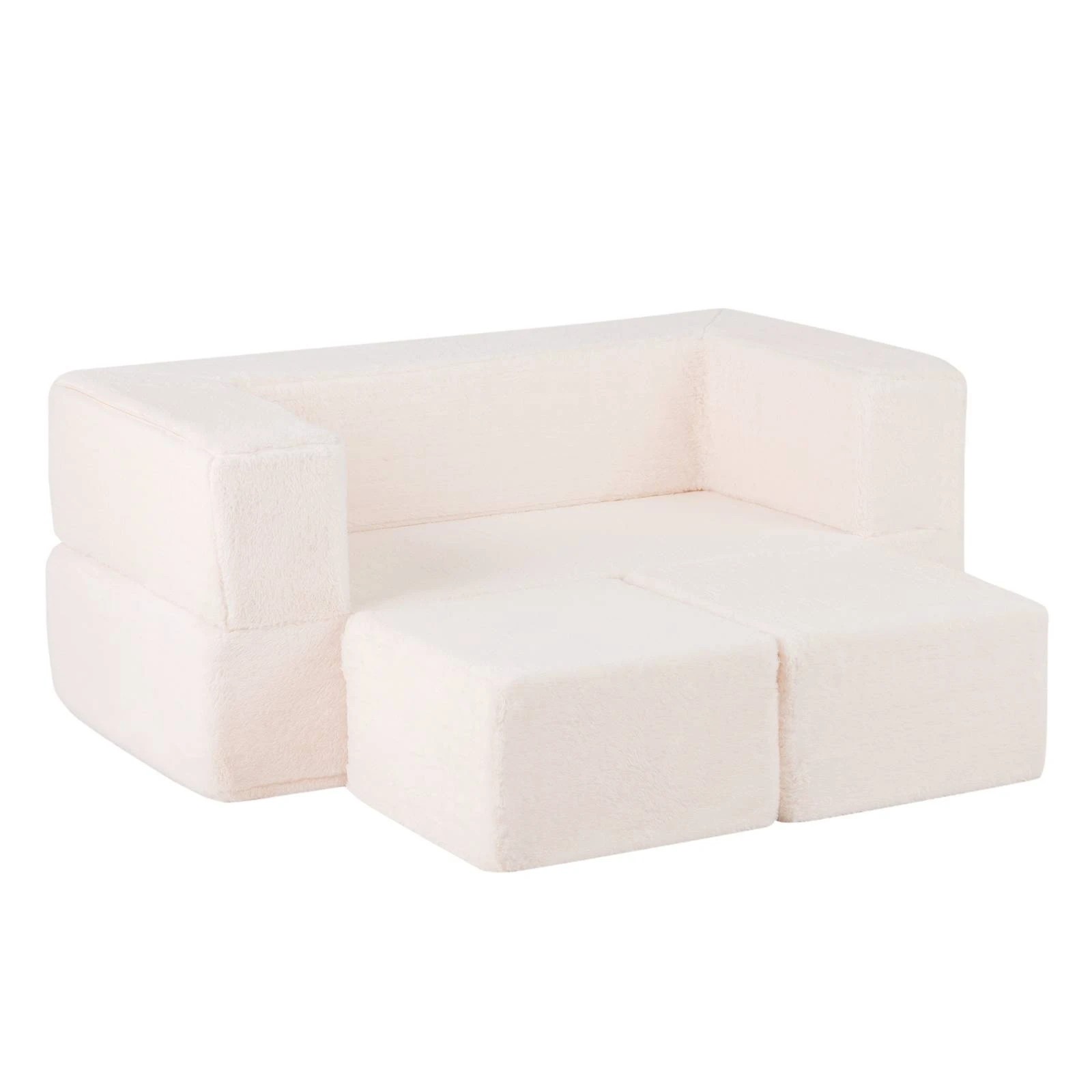 1 Costway Modular Sofa Couch Convertible Foam Armchair Plush Sofa - White, 1 of 2