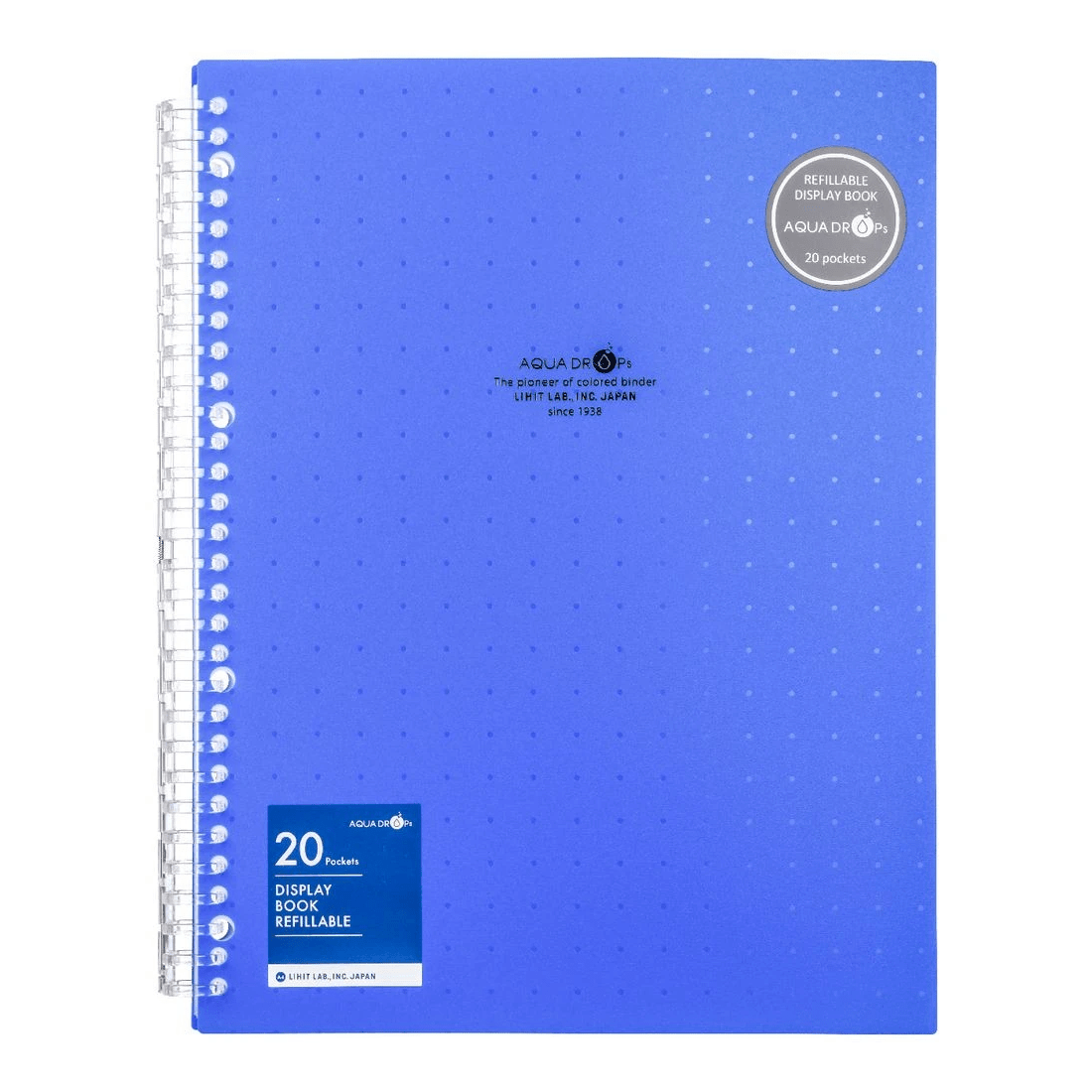 2 Aqua Drops Refillable Display Book A4 20 Pockets Vivid Blue, 2 of 4