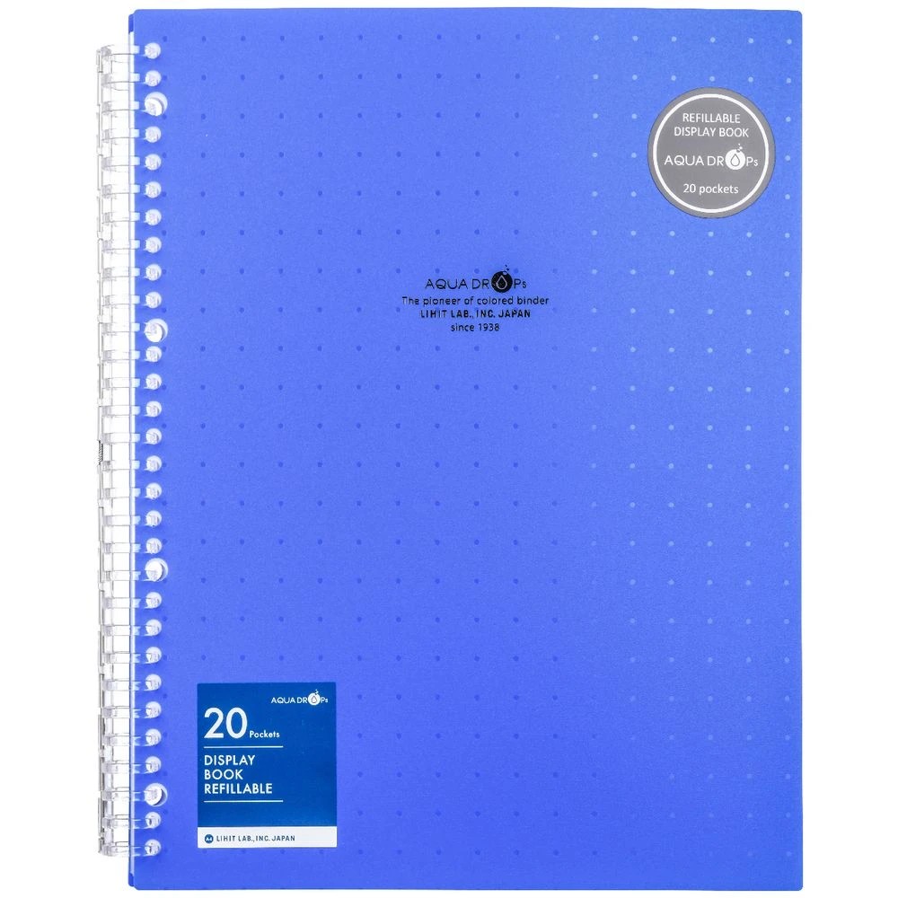 2 Aqua Drops Refillable Display Book A4 20 Pockets Vivid Blue, 2 of 4