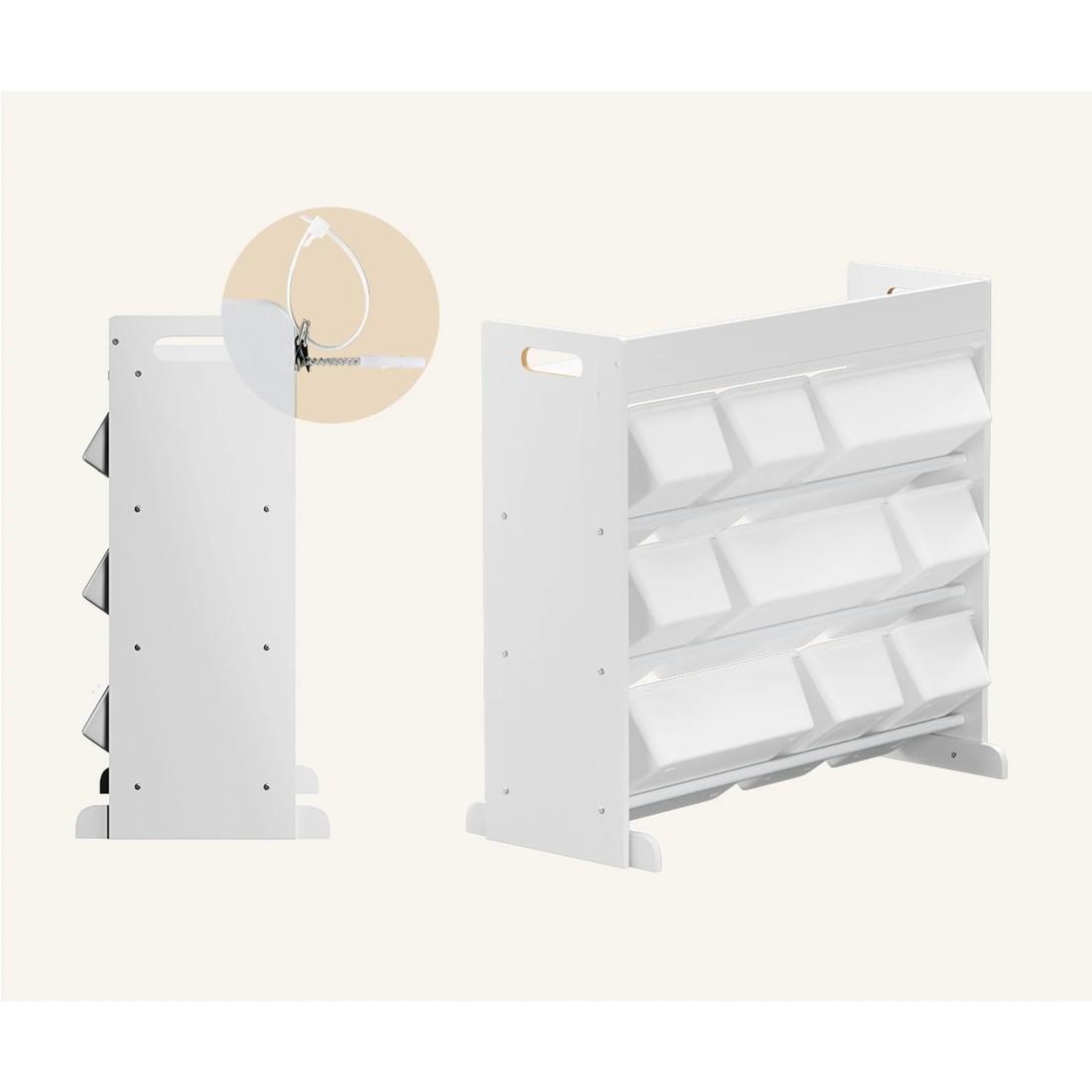 5 Oikiture 9 Bins Kids Toy Box Bookshelf Storage Organiser Display Shelf - White, 5 of 9