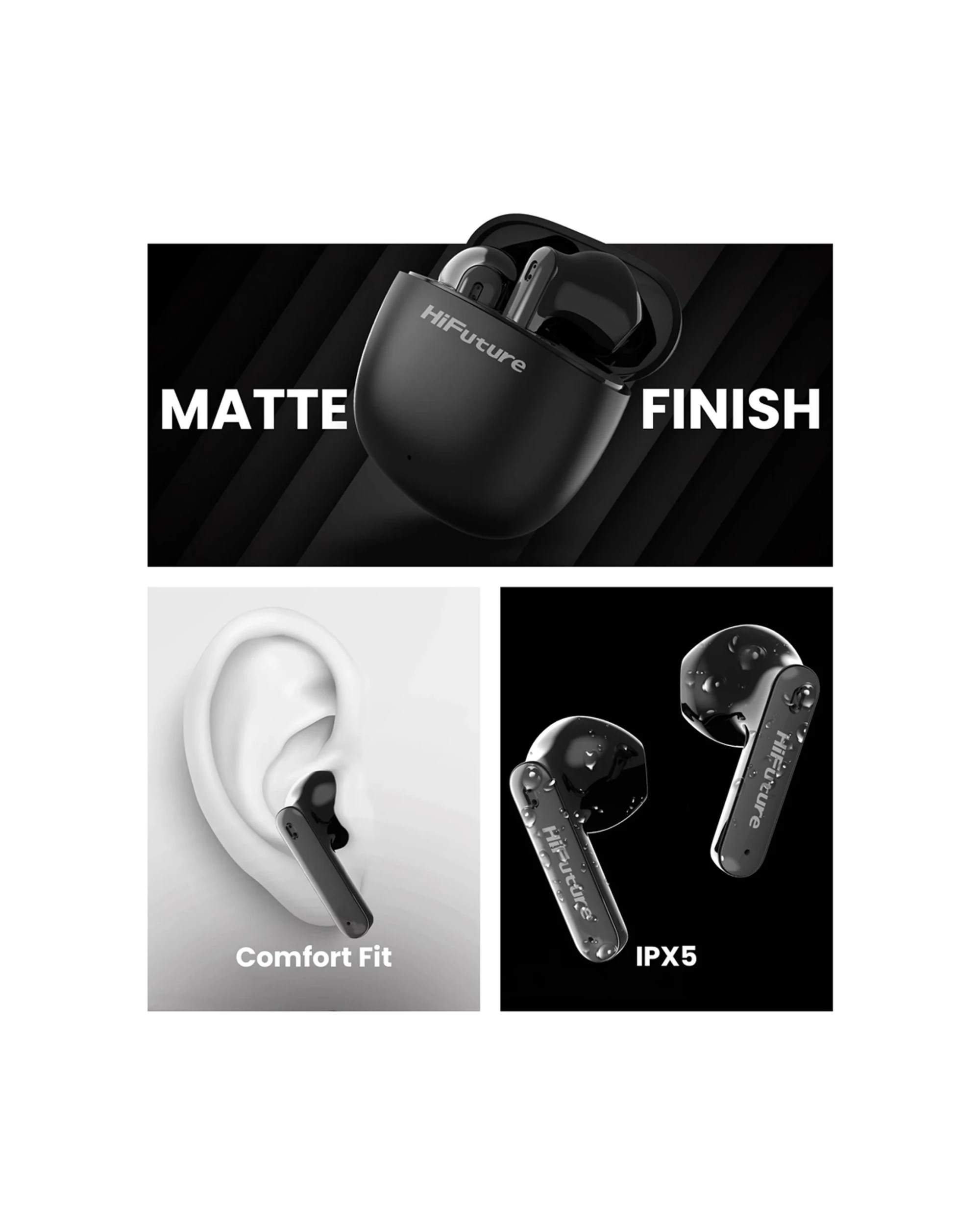 4 Hifuture Colourbuds2 True Wireless Bluetooth Soft Bass Earbuds White Noise Cancelled Earbuds - White, 4 of 9