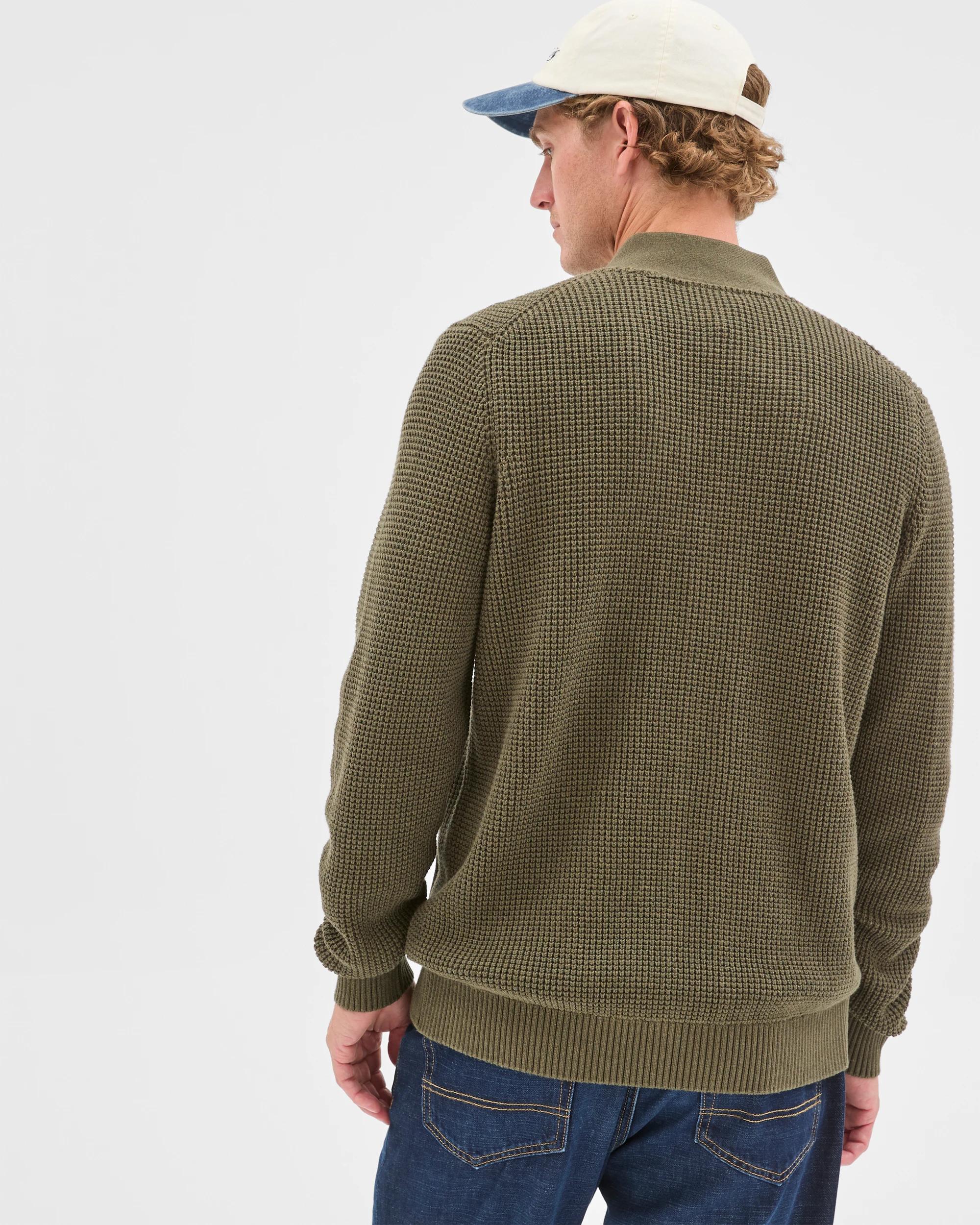 6 Target Man Australian Cotton V-Neck Waffle Knit Cardigan KHAKI, 6 of 6