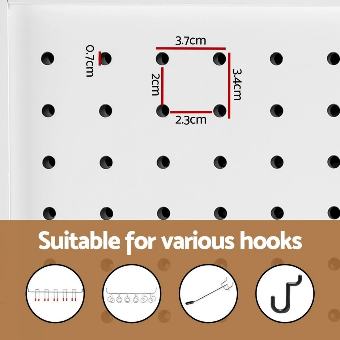 7 Artiss 4 Panel Room Divider Screen 164x170cm Pegboard - White, 7 of 7