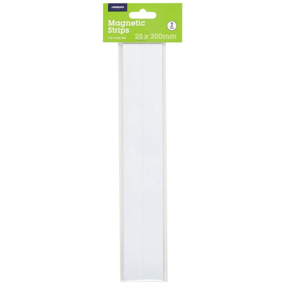 1 J.Burrows Magnetic Strips 25 x 300mm White 2 Pack, 1 of 2